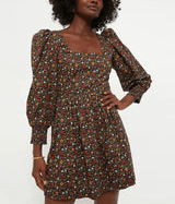 Black Multi Floral Square Neck Spencer Mini Dress - Image 1