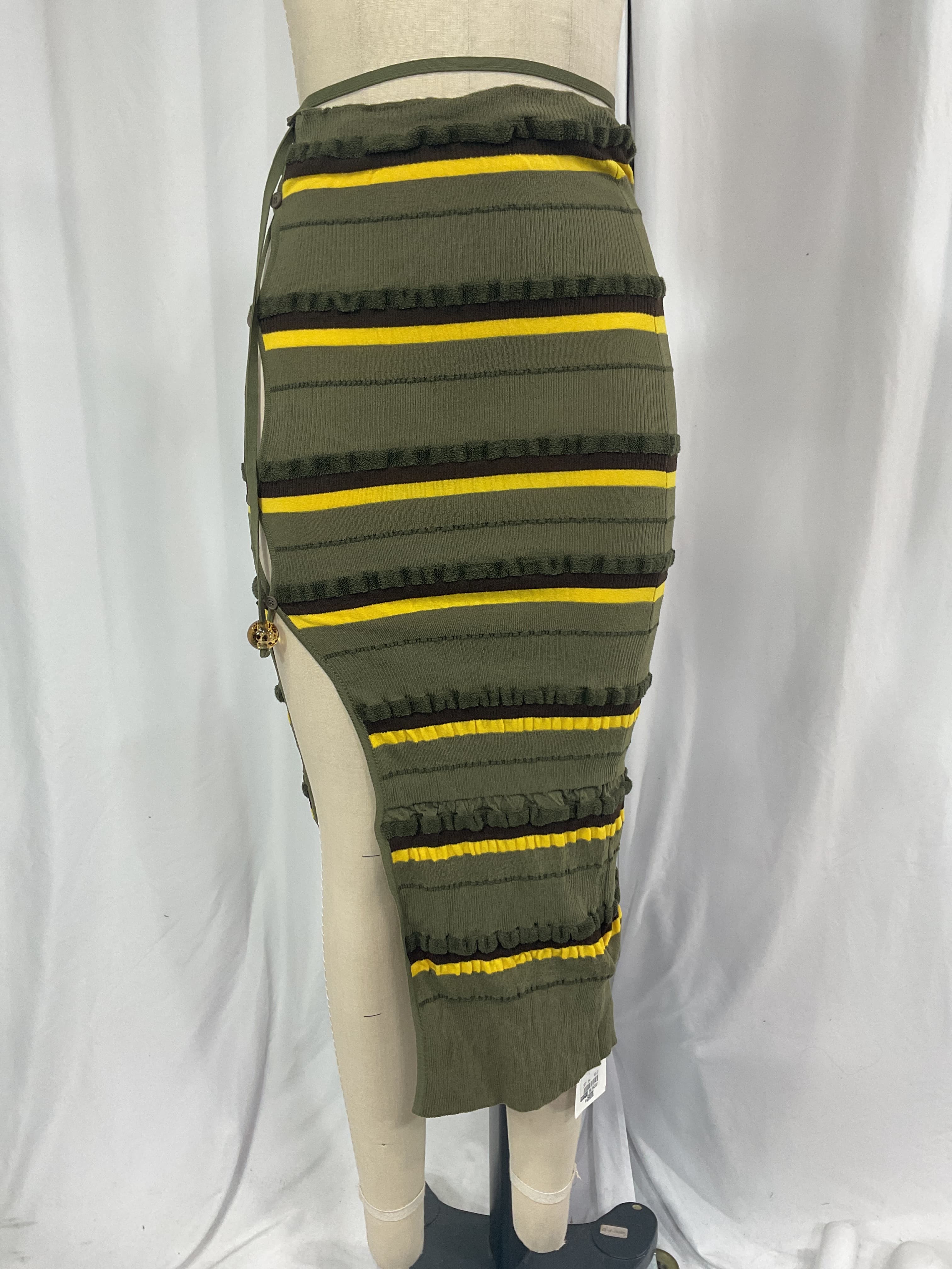 Concha Cutout Striped Seersucker Midi Skirt - Image 2