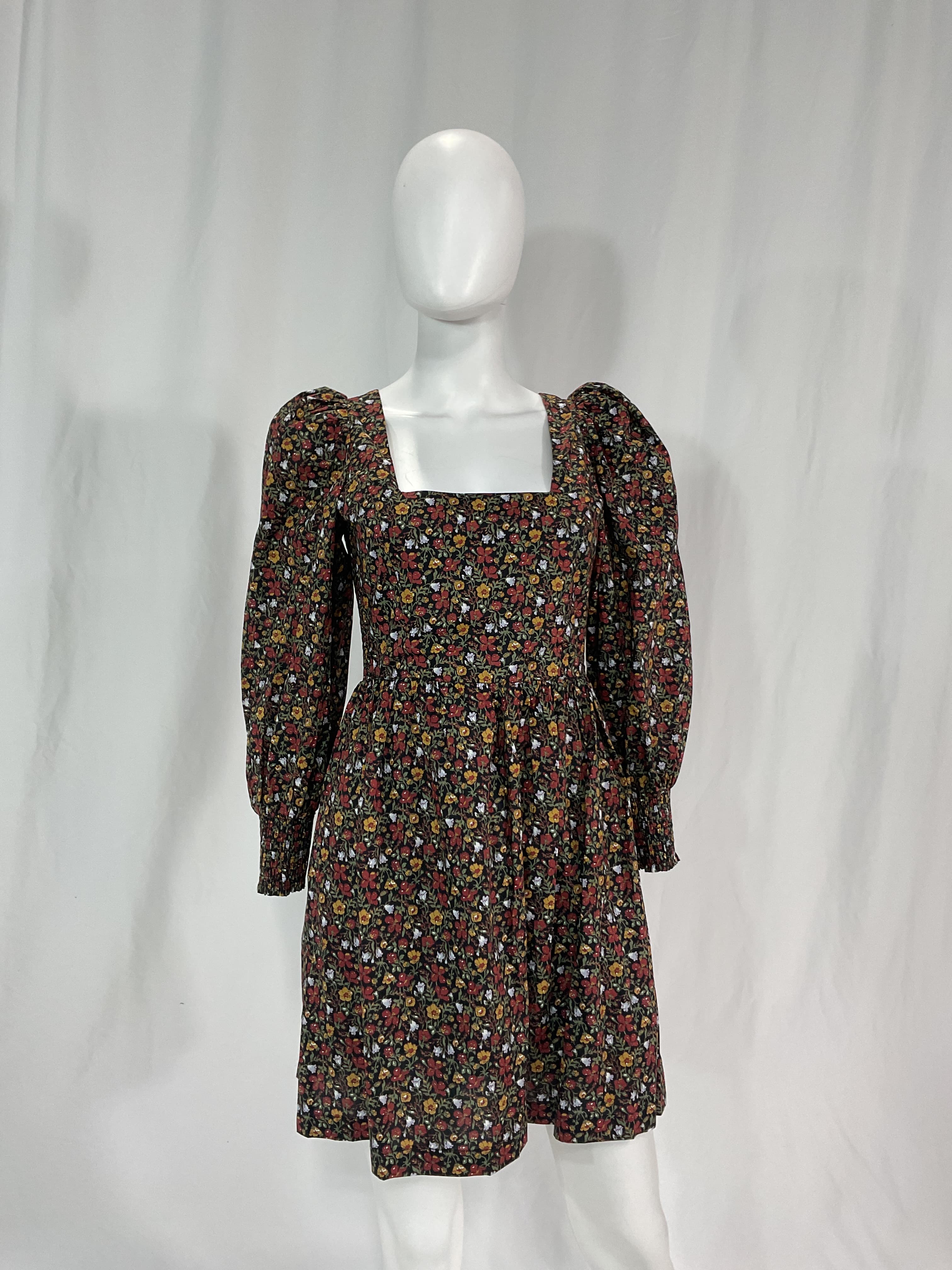 Black Multi Floral Square Neck Spencer Mini Dress - Image 2