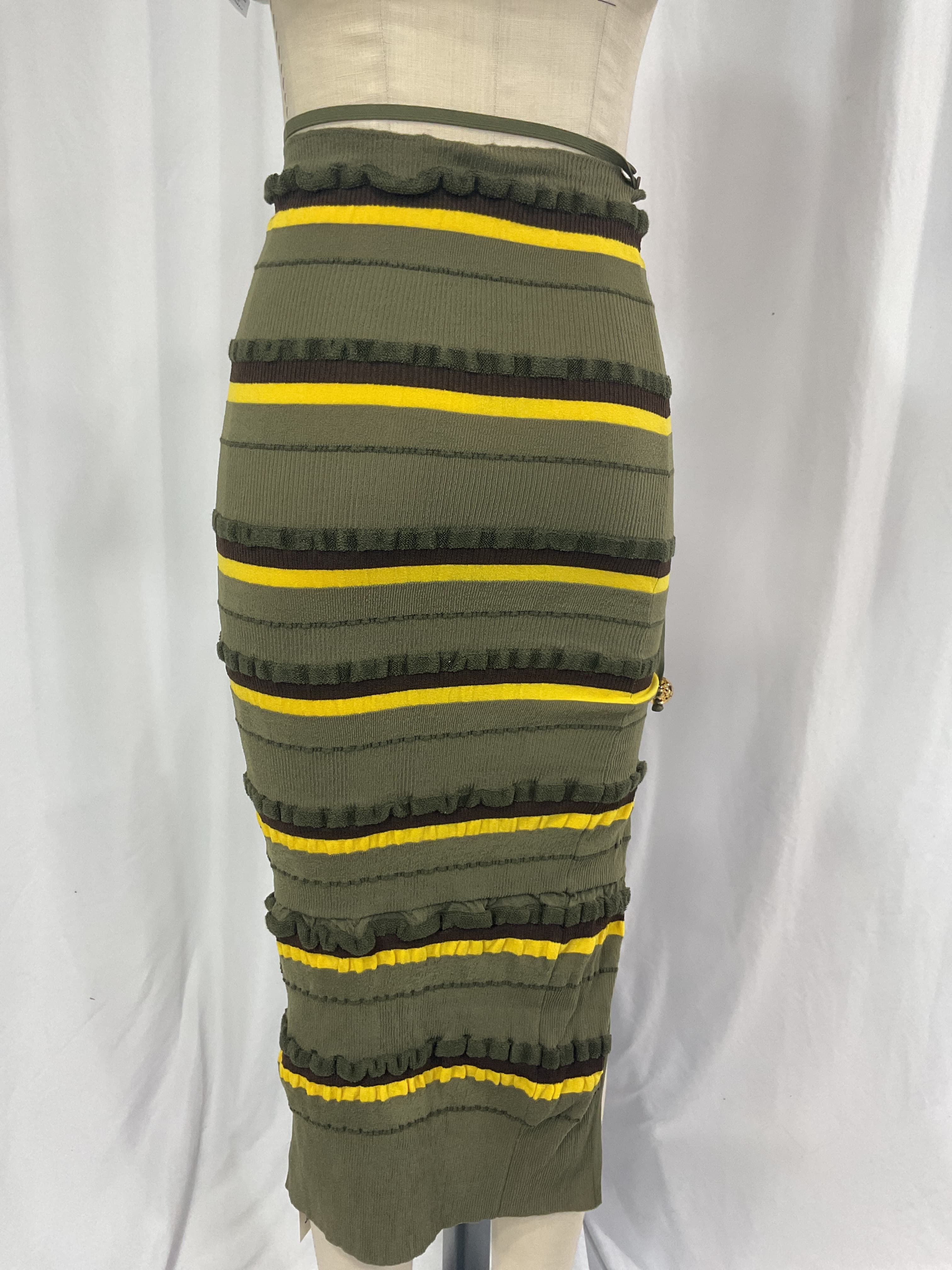 Concha Cutout Striped Seersucker Midi Skirt - Image 3