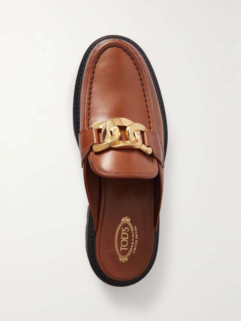 Gomma Pesante Chain-Embellished Leather Mules - Image 1