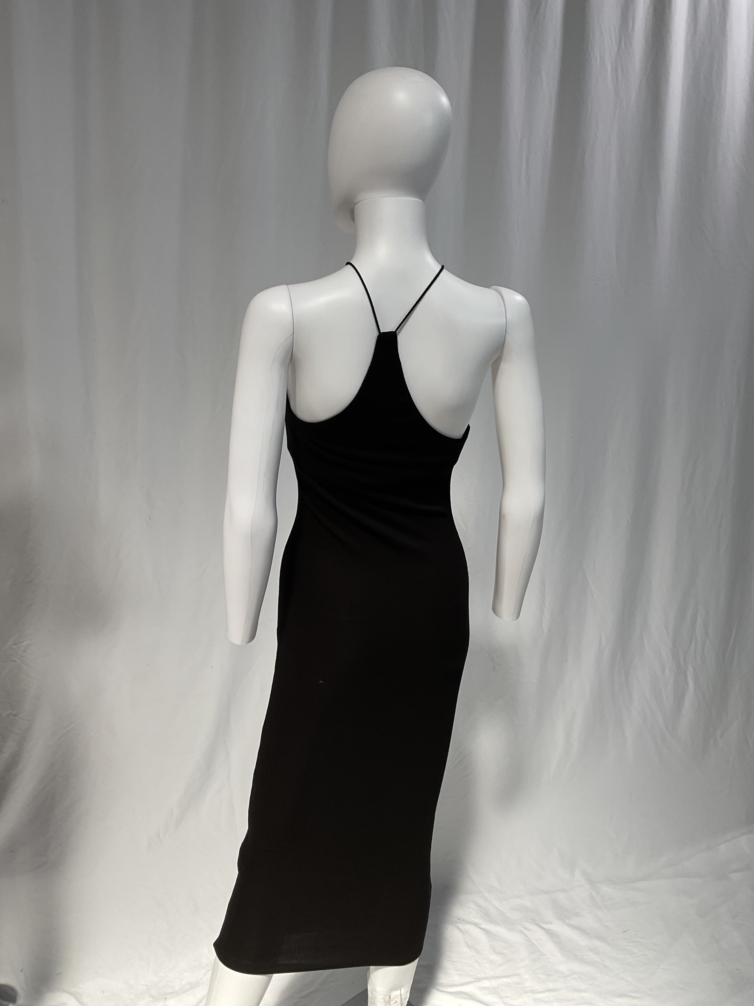 Silk Rib Strappy Asymmetric Midi Dress - Image 3