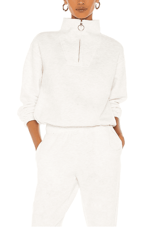 Mock Neck Zip Sweater In Heather Grey - Image 1