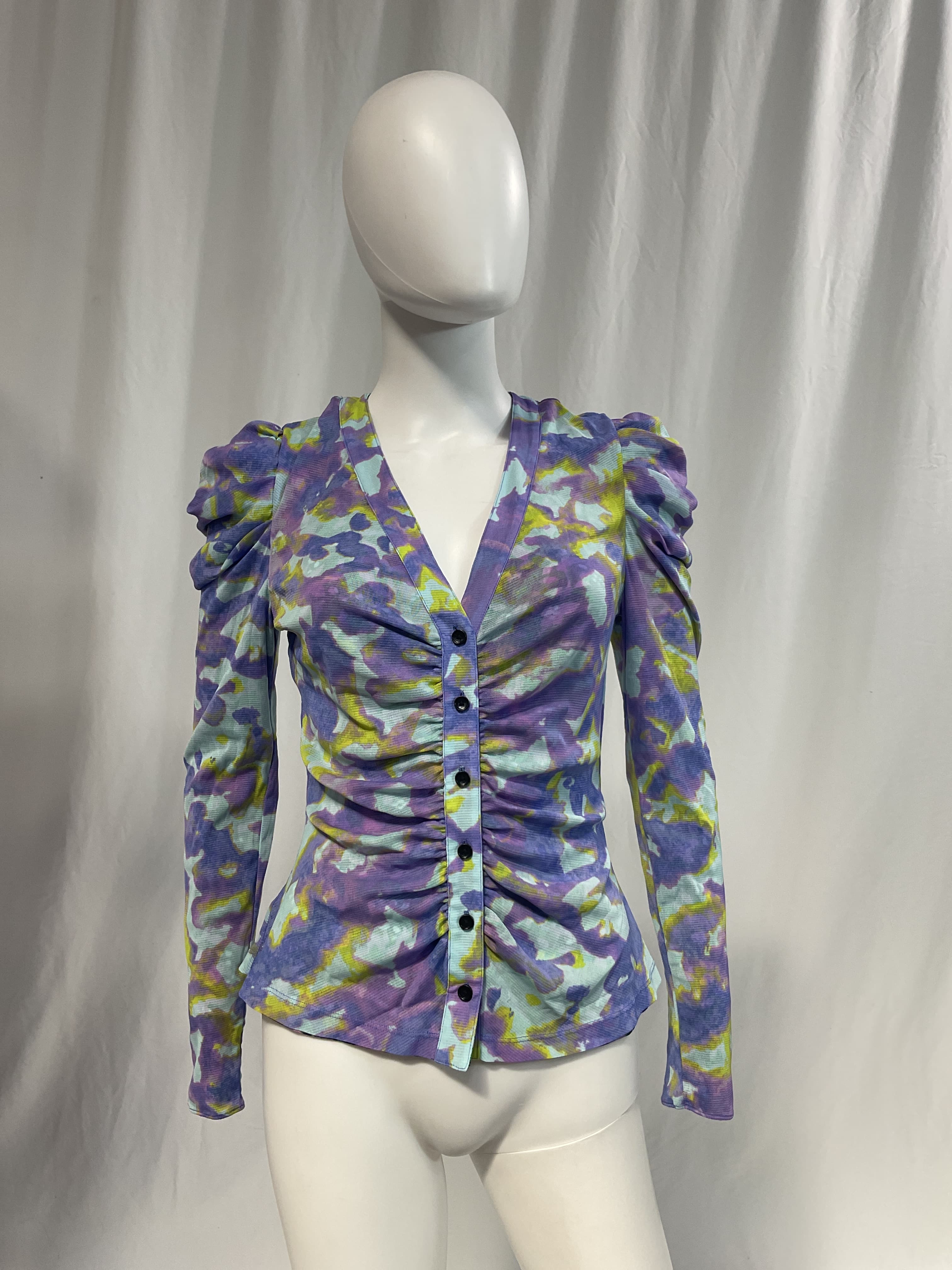 Gladys Reversible Top In Clouds Orchid & Scribble Garden - Image 2