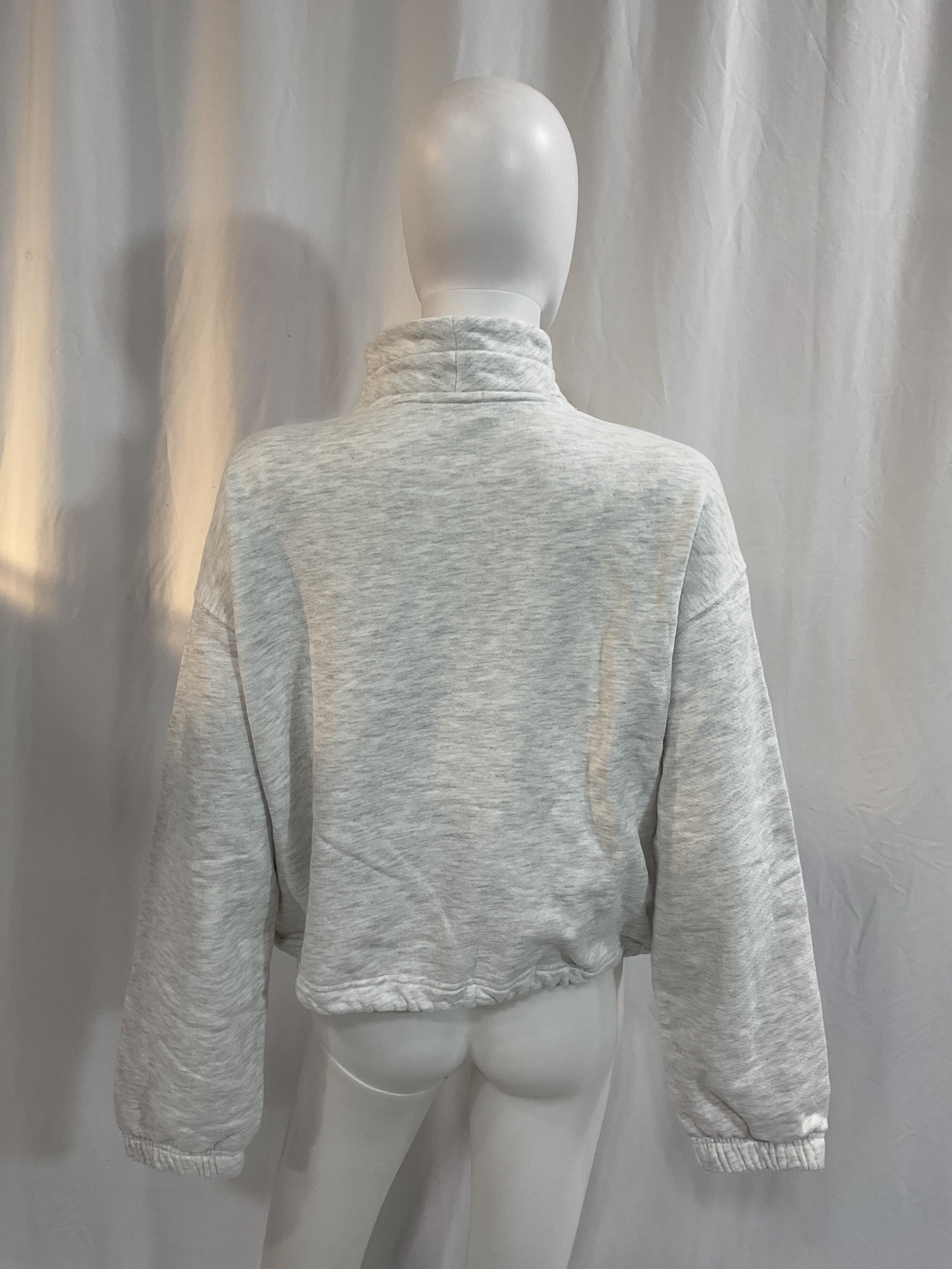 Mock Neck Zip Sweater In Heather Grey - Image 3