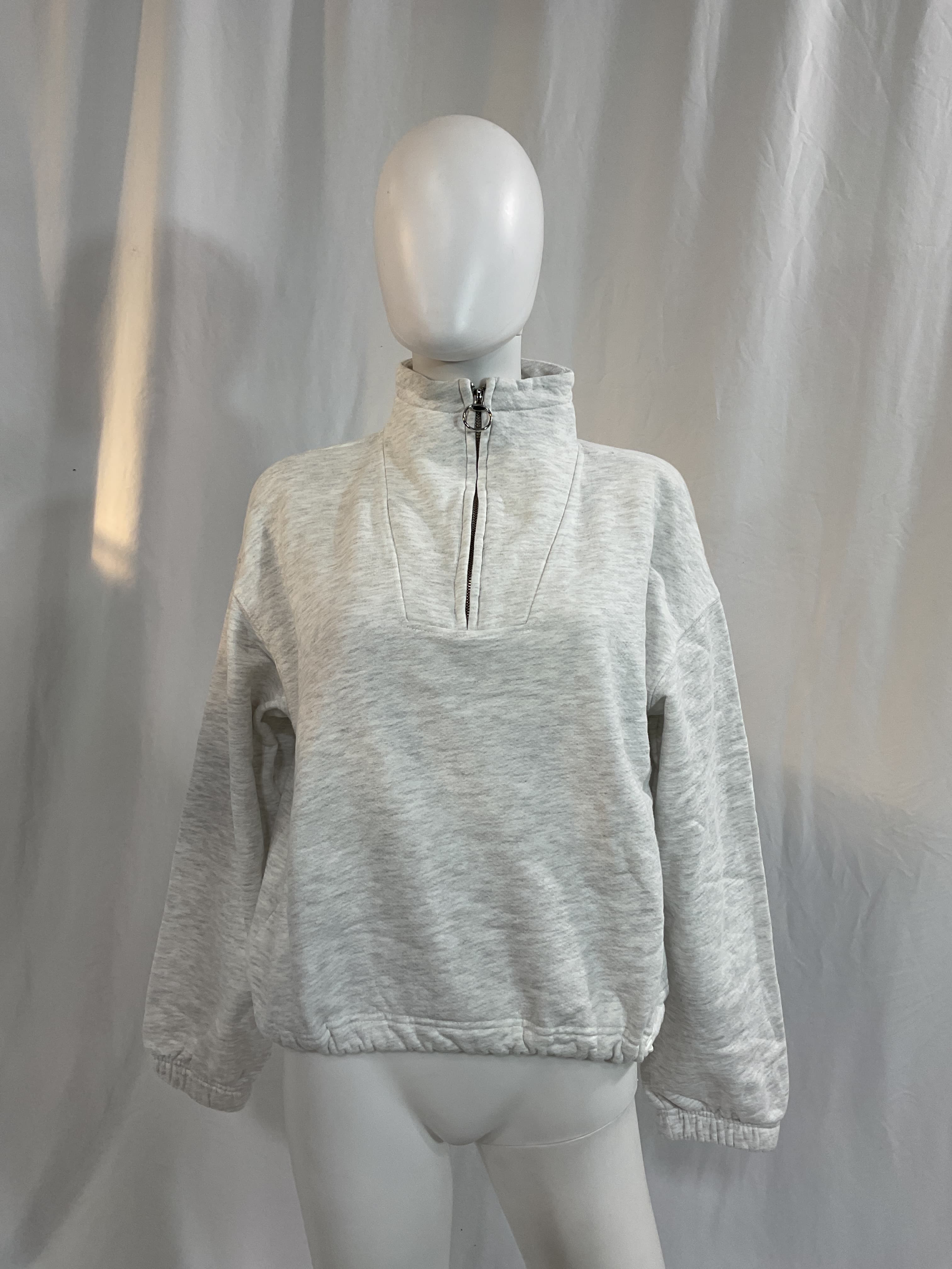 Mock Neck Zip Sweater In Heather Grey - Image 4