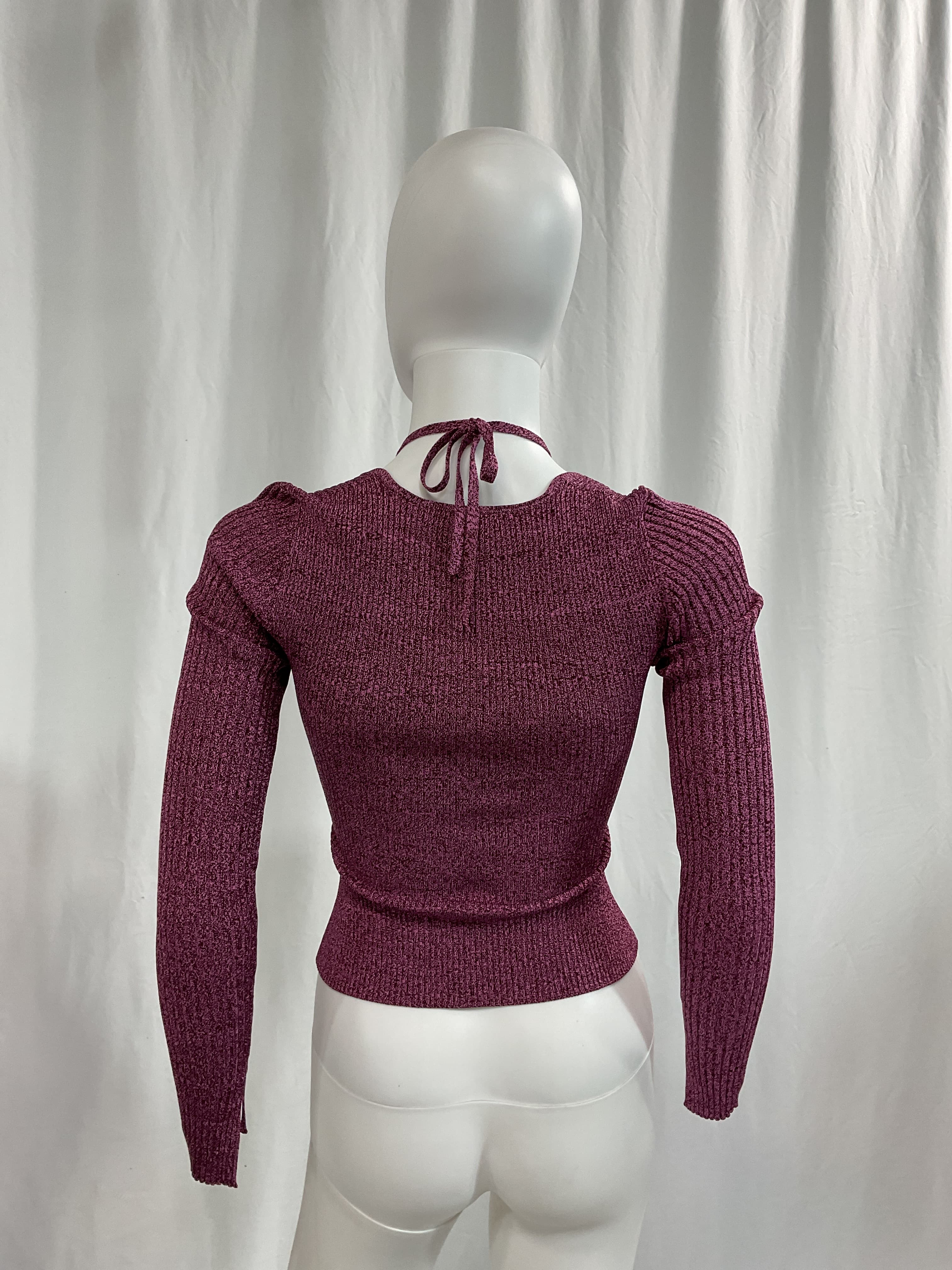 Alexia Marled Halter Tie Top In Mulberry Multi - Image 3