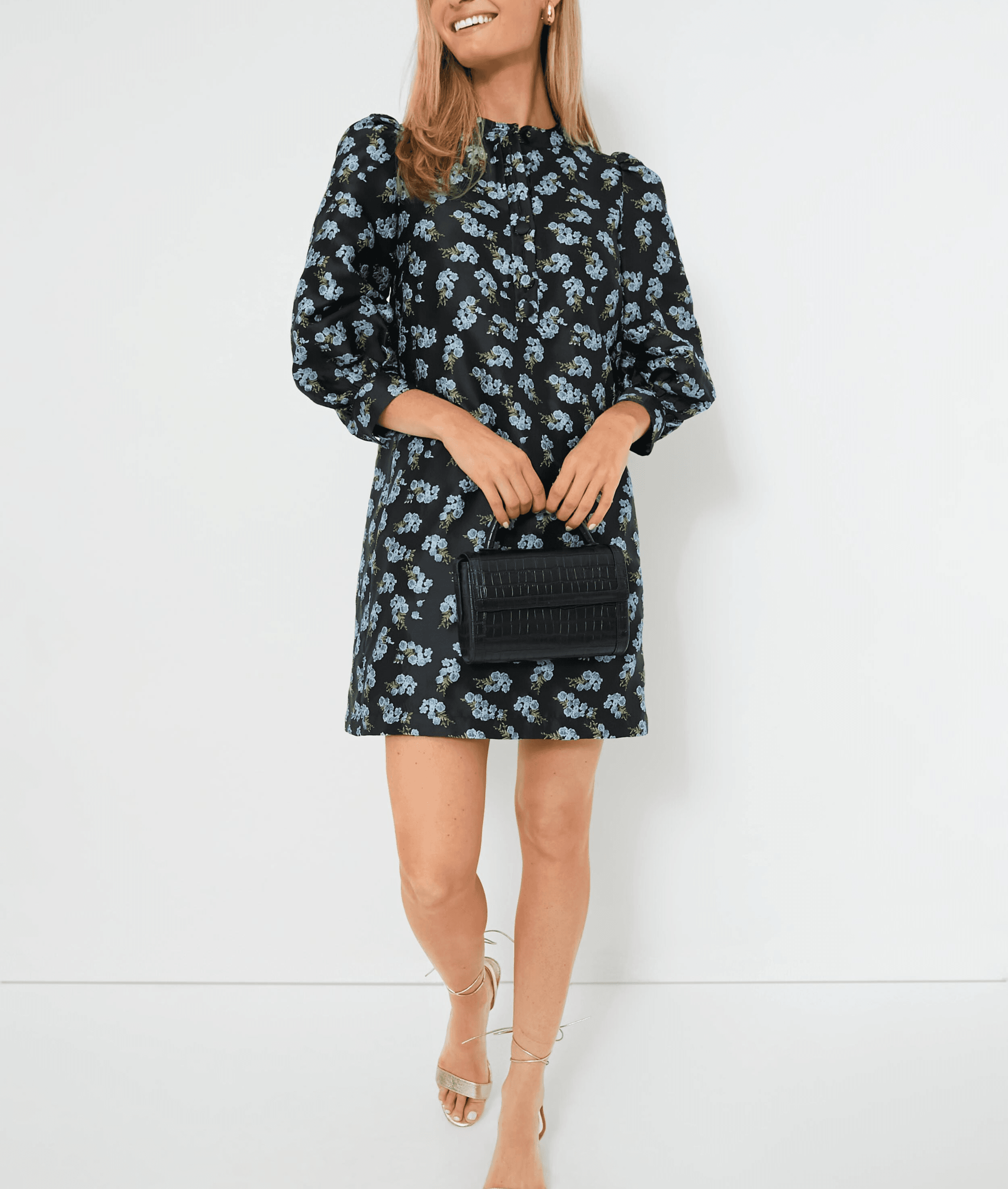 Black Heirloom Jacquard Samantha Dress - Image 1