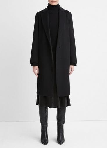 Classic Wool-Blend Straight Coat - Image 1