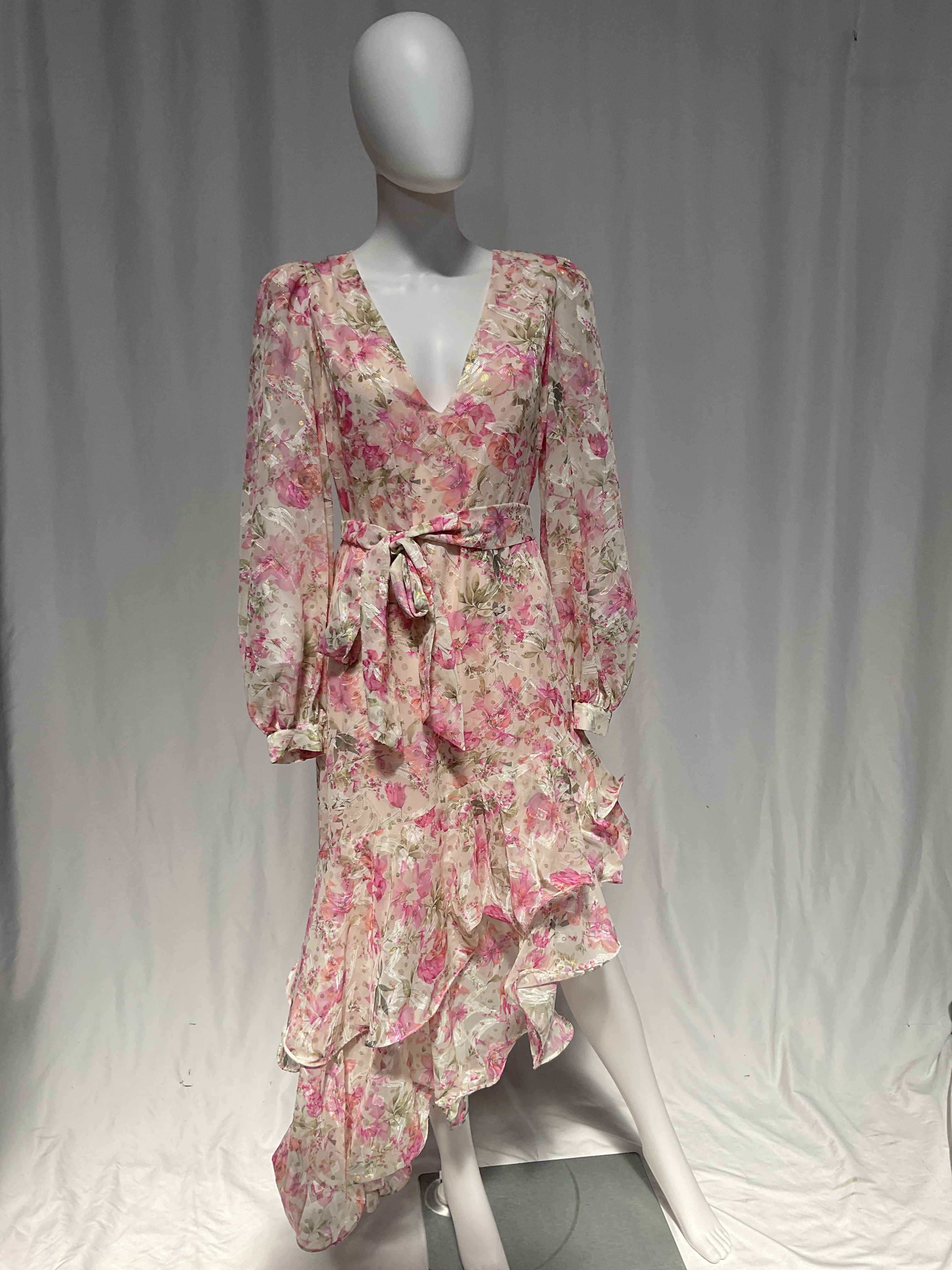 Floral Ruffle Asymmetric Midi-Dress - Image 2