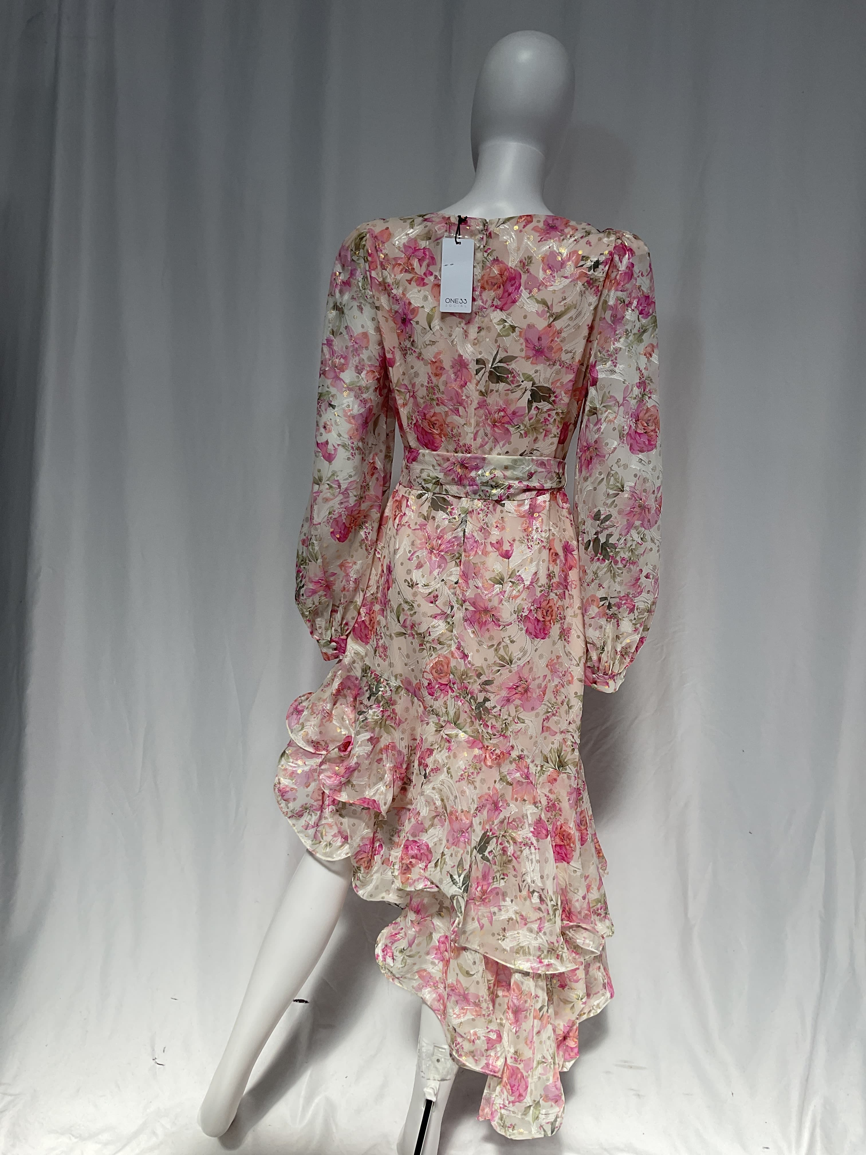 Floral Ruffle Asymmetric Midi-Dress - Image 3