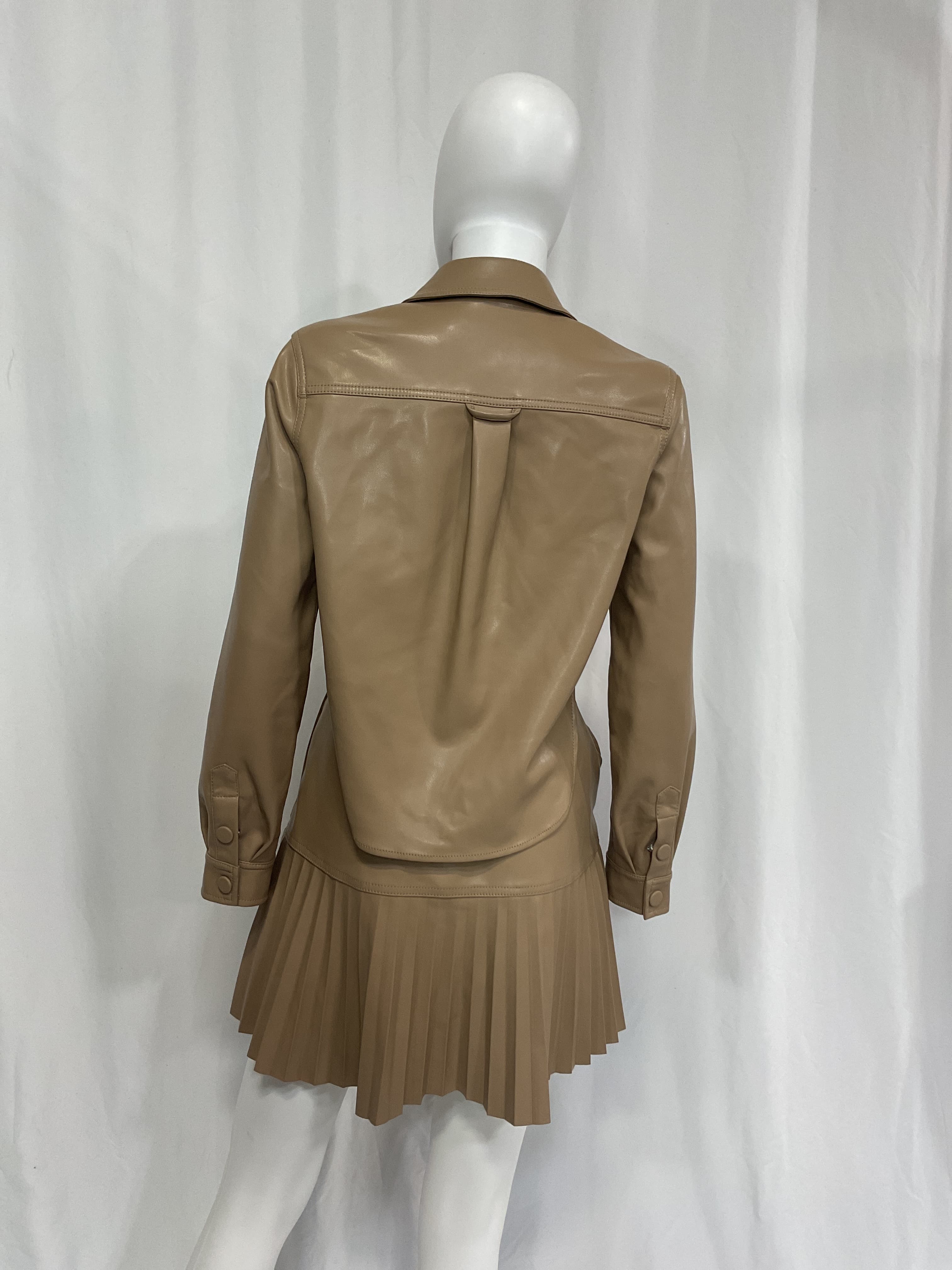 Cindy Vegan Leather Pleated Mini Dress - Image 4