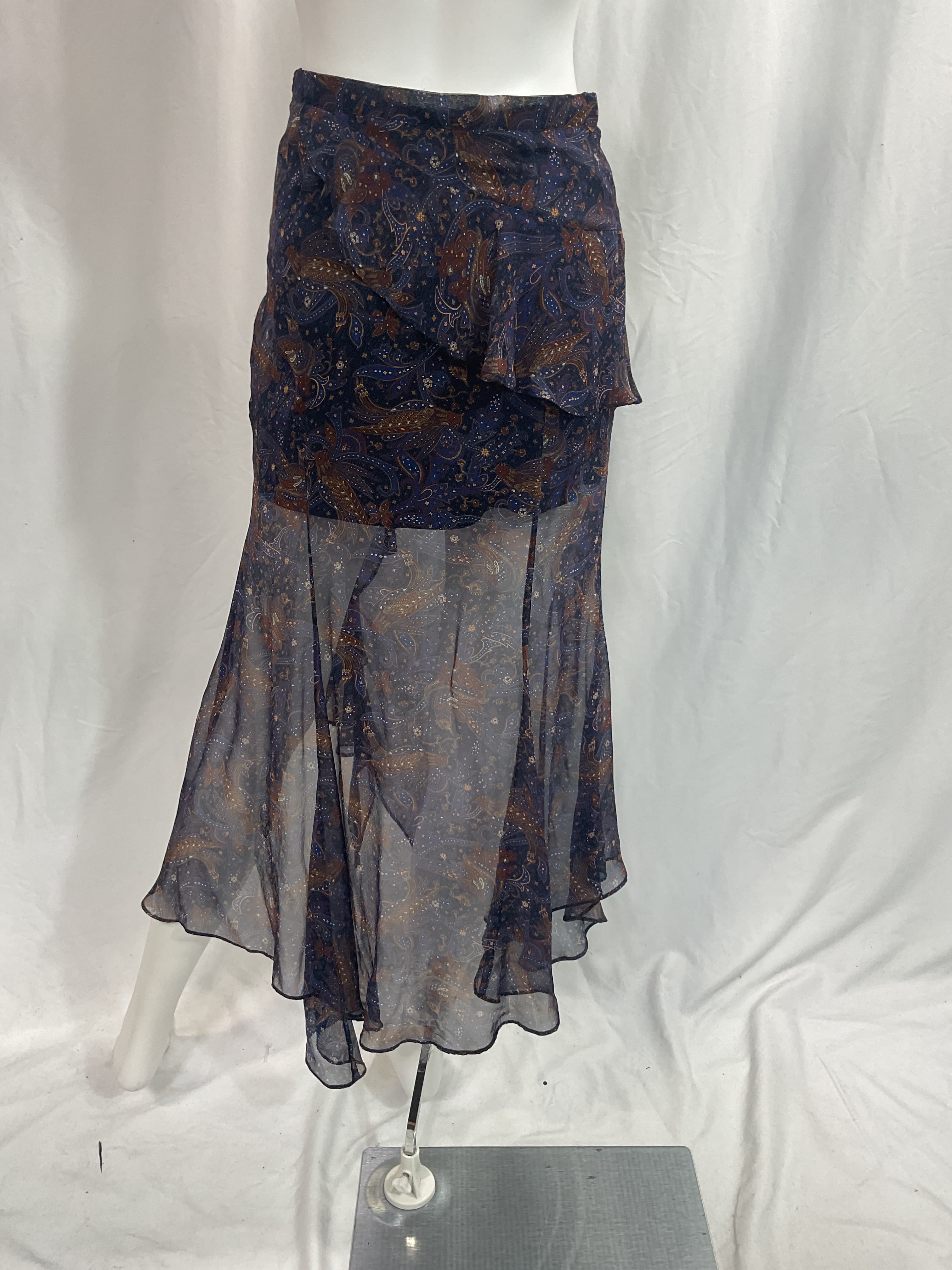 Trixie Asymmetrical Paisley Chiffon Skirt - Image 2