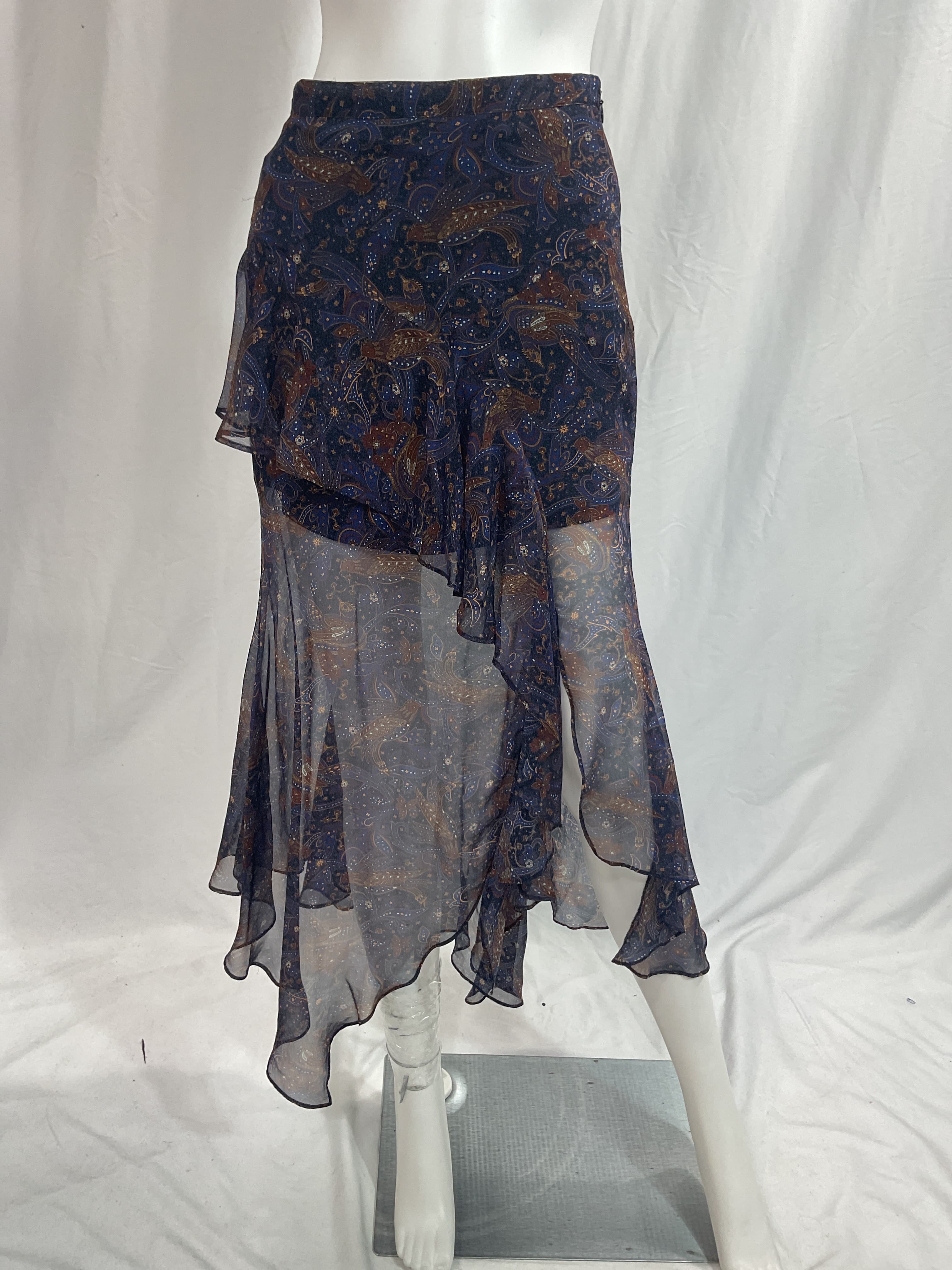 Trixie Asymmetrical Paisley Chiffon Skirt - Image 3