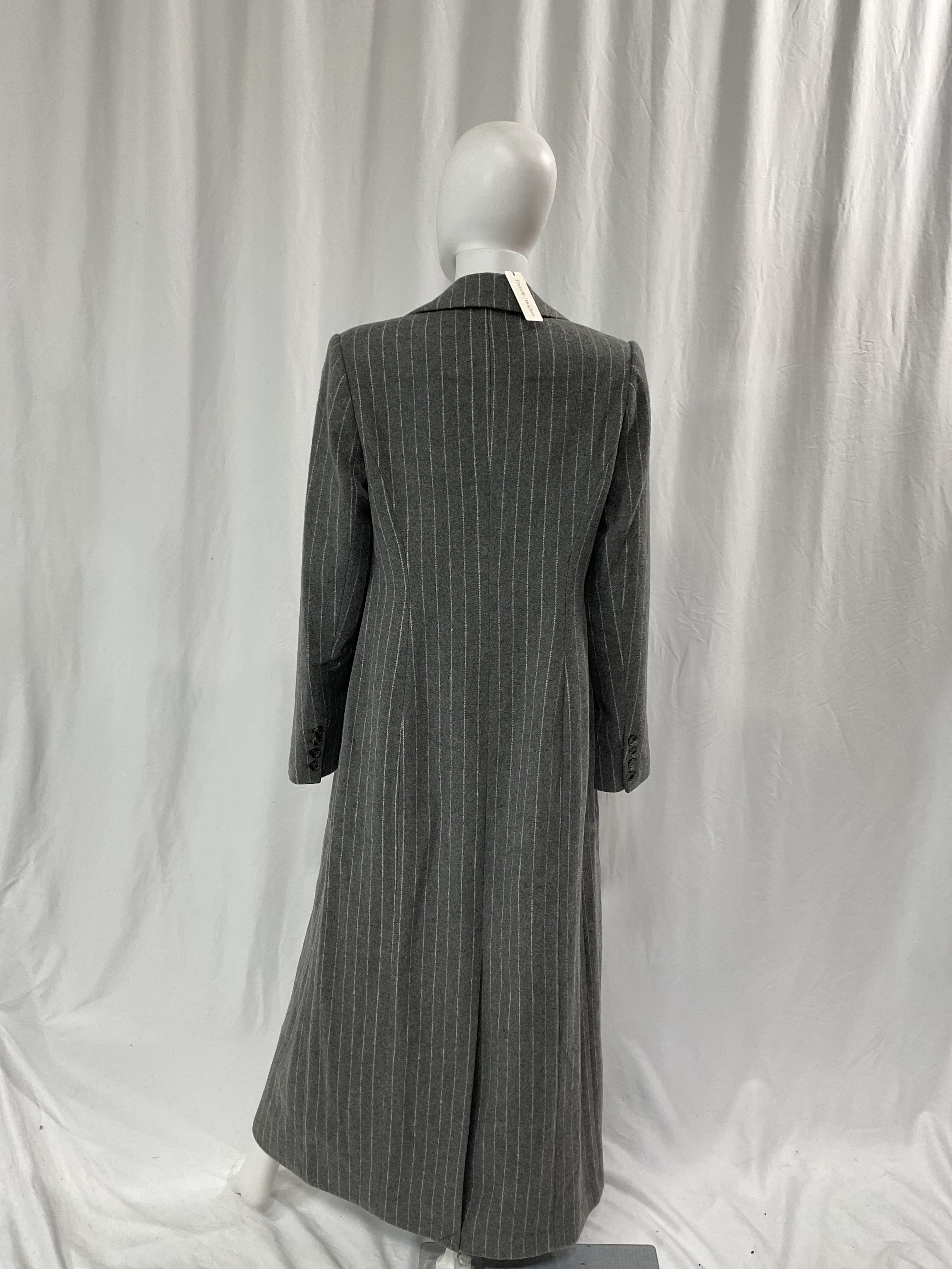 The Simon Pinstripe Double Breasted Longline Coat - Image 3