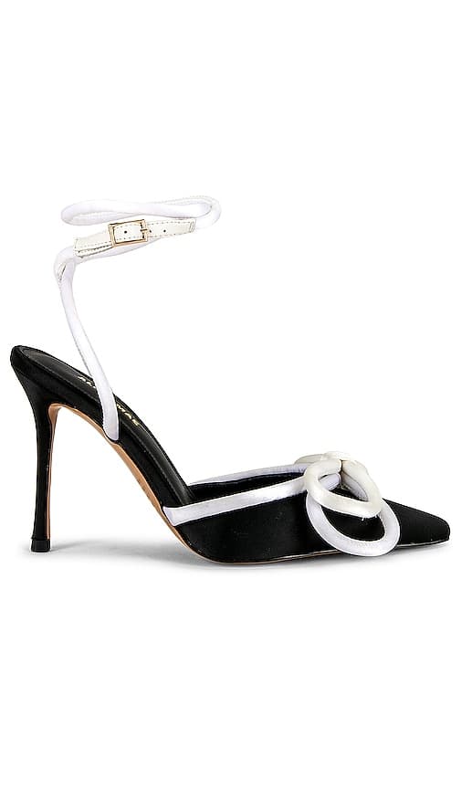 Bowie Heel In Black & White Satin - Image 1