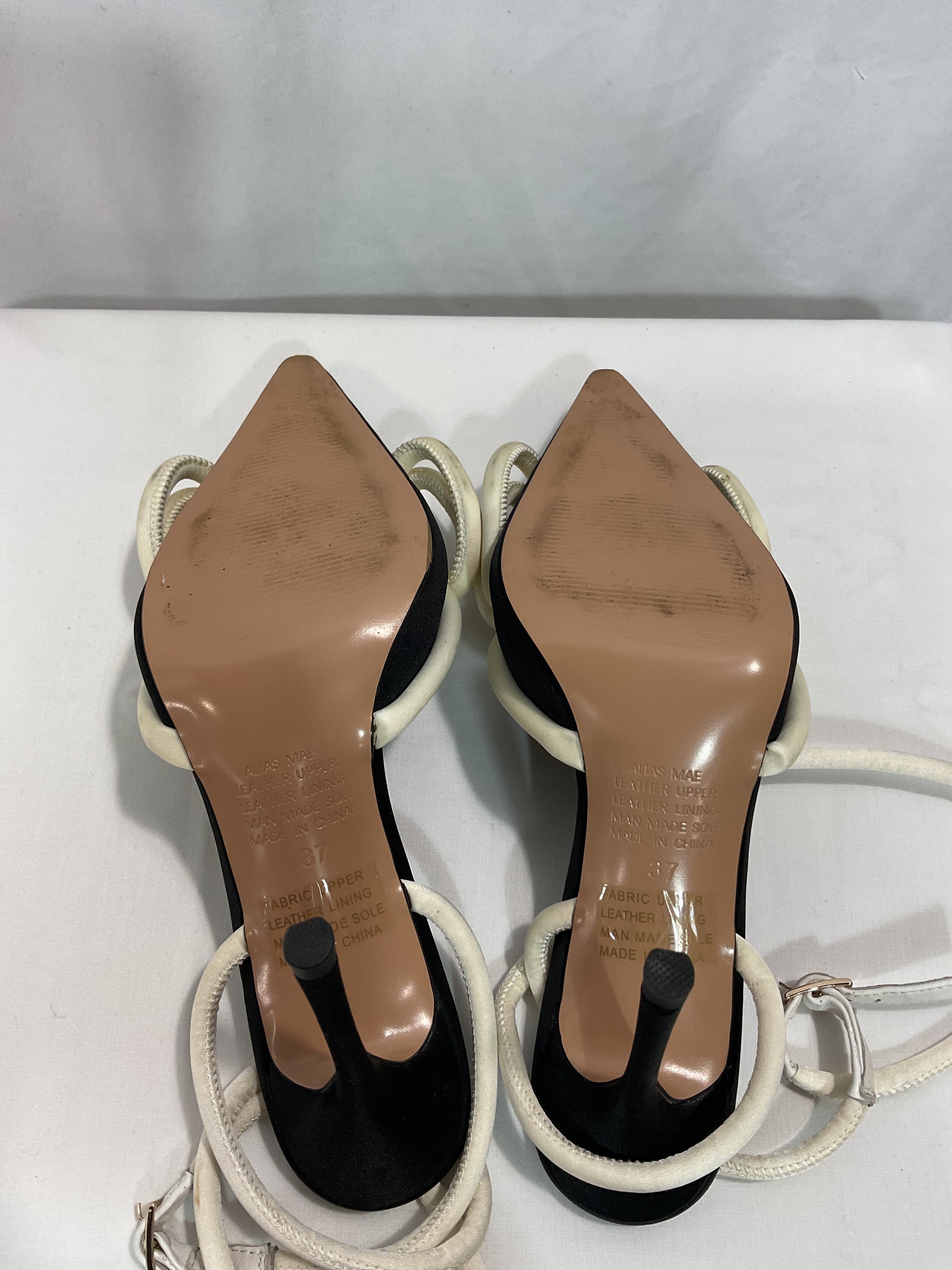 Bowie Heel In Black & White Satin - Image 3