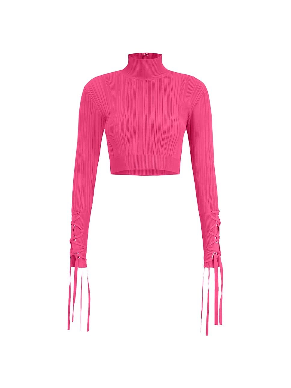Rib Lace-Up Crop Top - Image 1