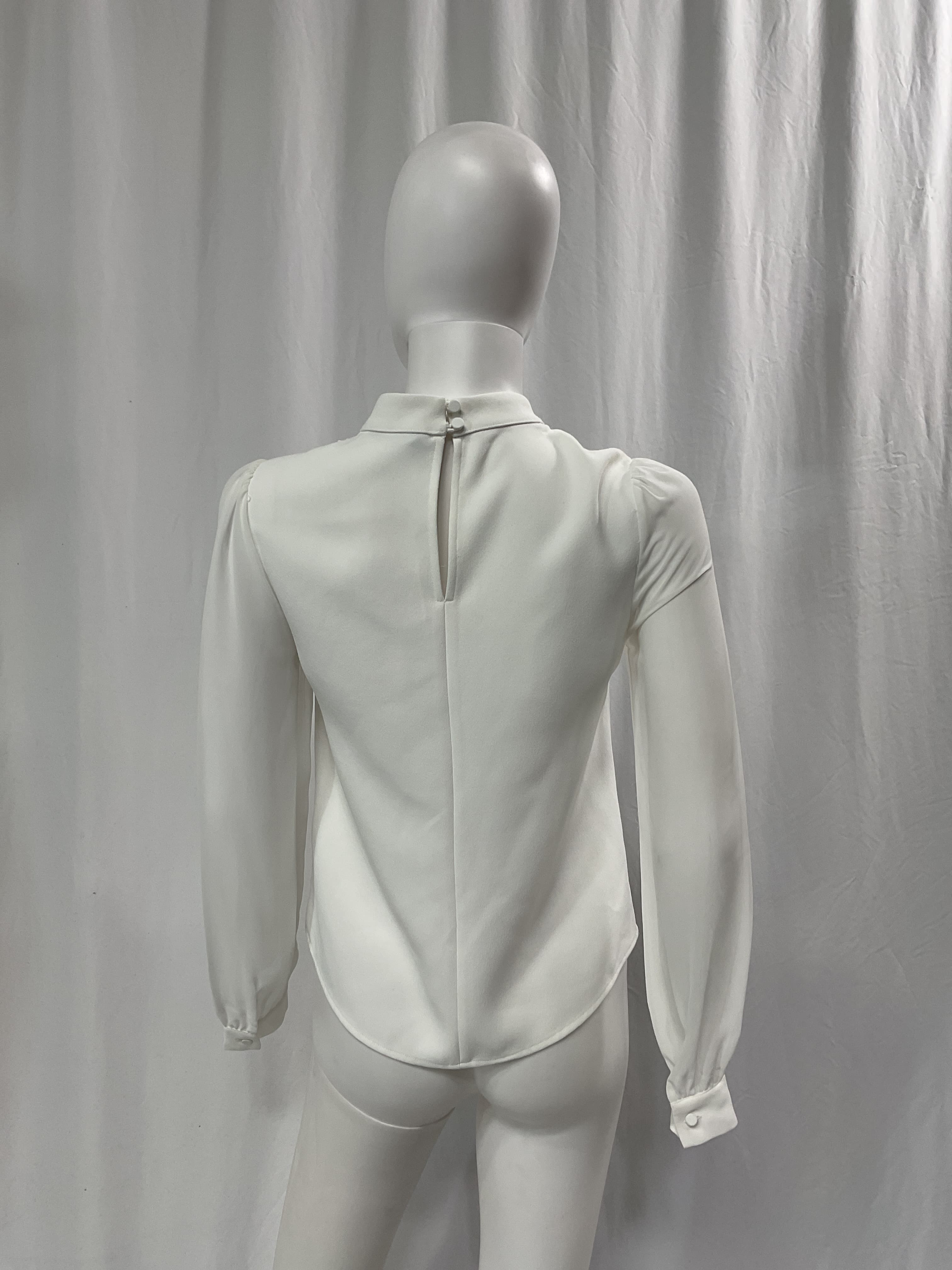 Crystal Bow Ruffled Bib Blouse - Image 2