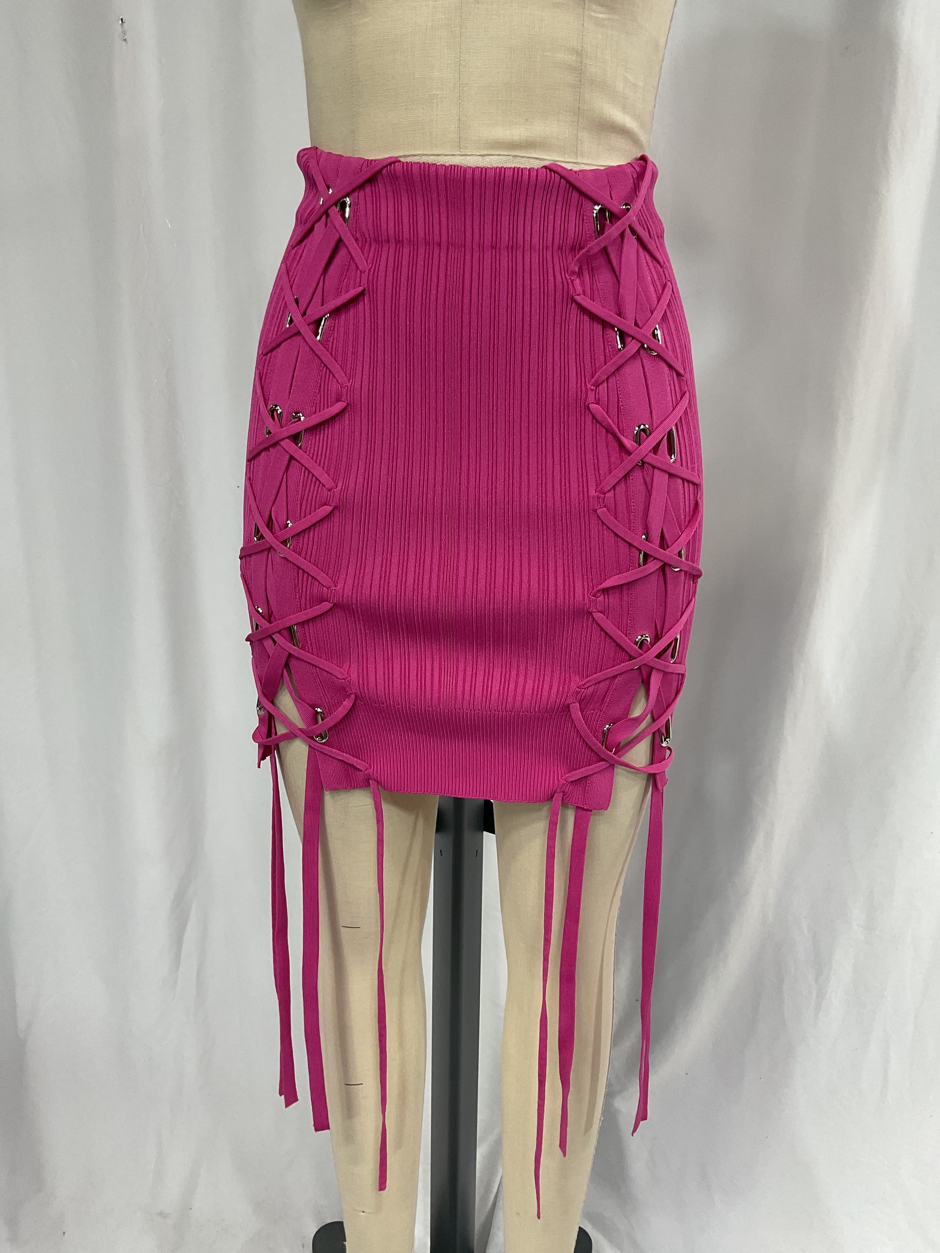 Ribbed Lace-Up Mini Skirt - Image 3