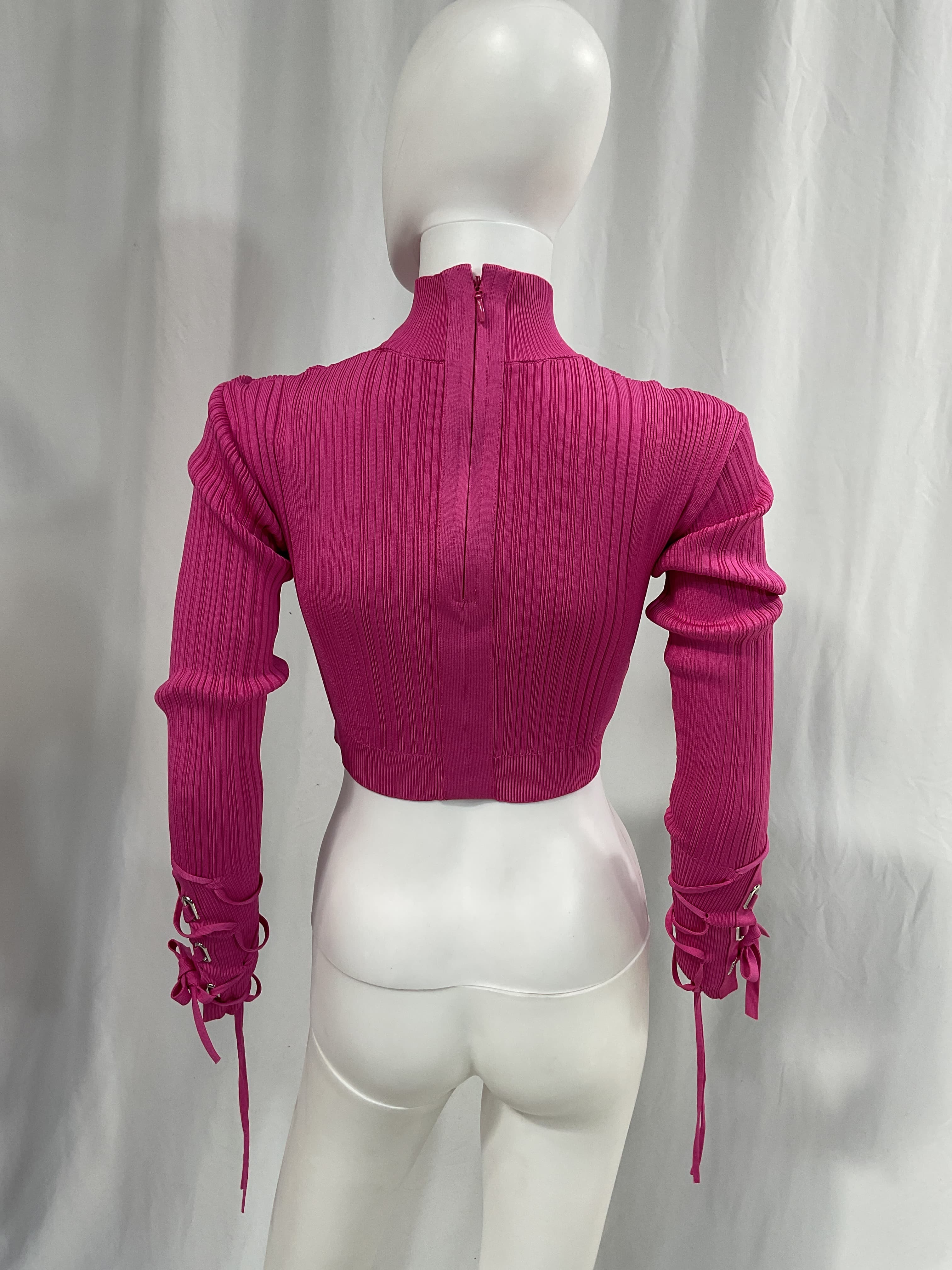 Rib Lace-Up Crop Top - Image 4