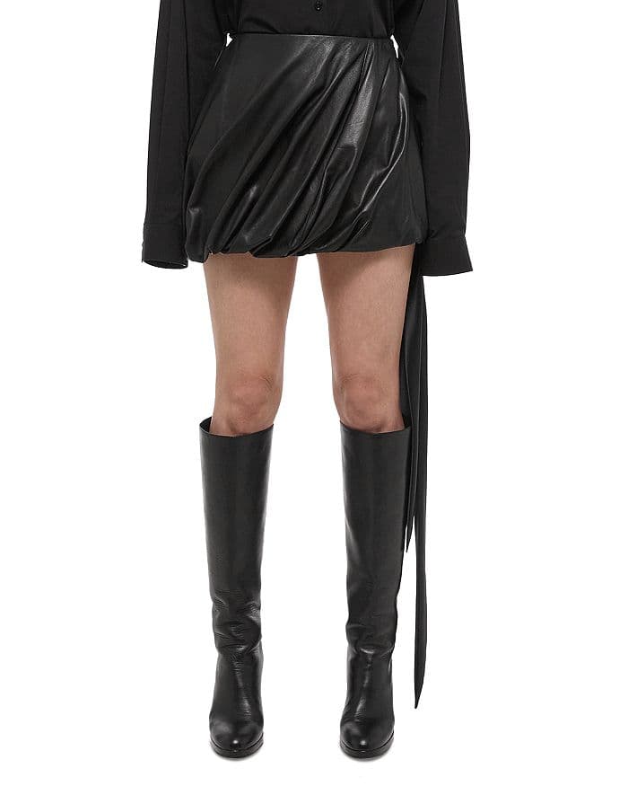 Leather Bubble Mini Skirt - Image 1