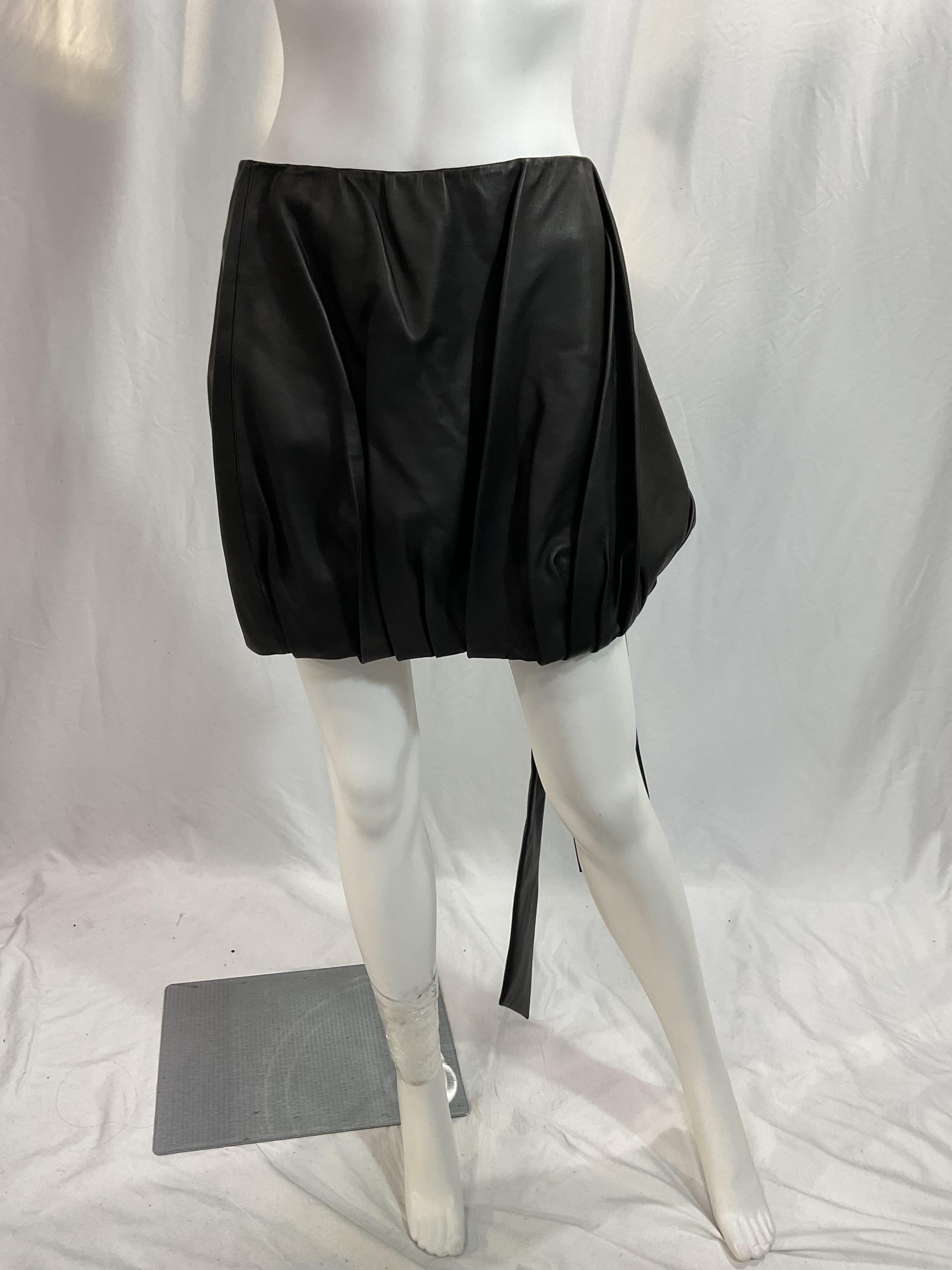 Leather Bubble Mini Skirt - Image 2