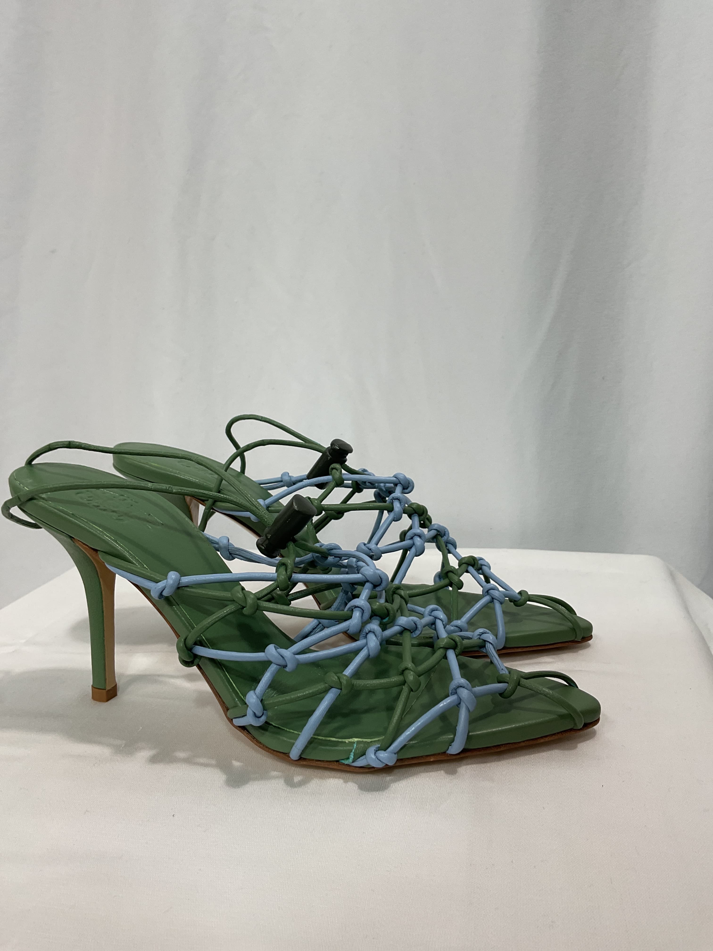 Woven Sandal In Algae Green & Ice Blue - Image 2