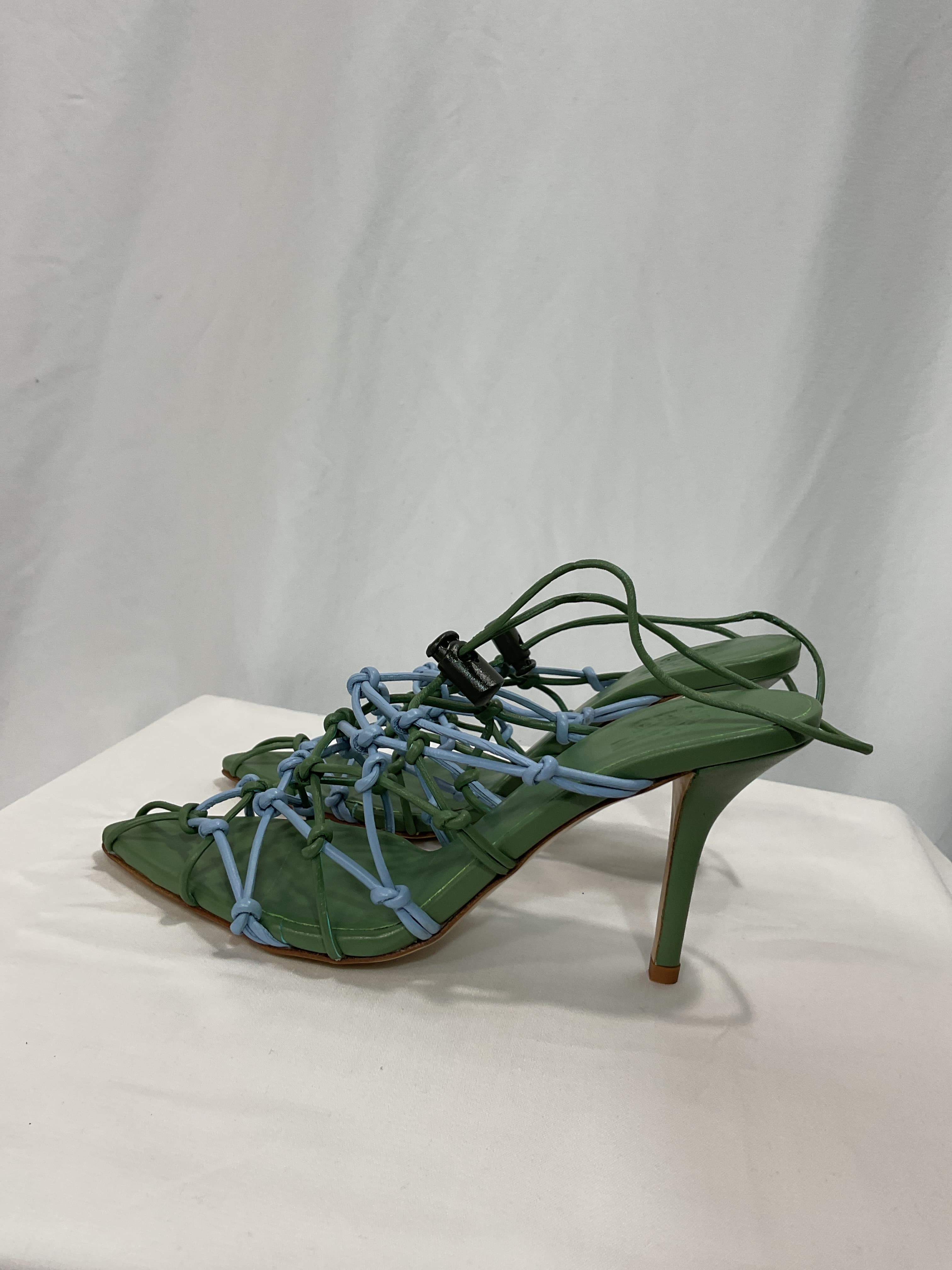 Woven Sandal In Algae Green & Ice Blue - Image 3