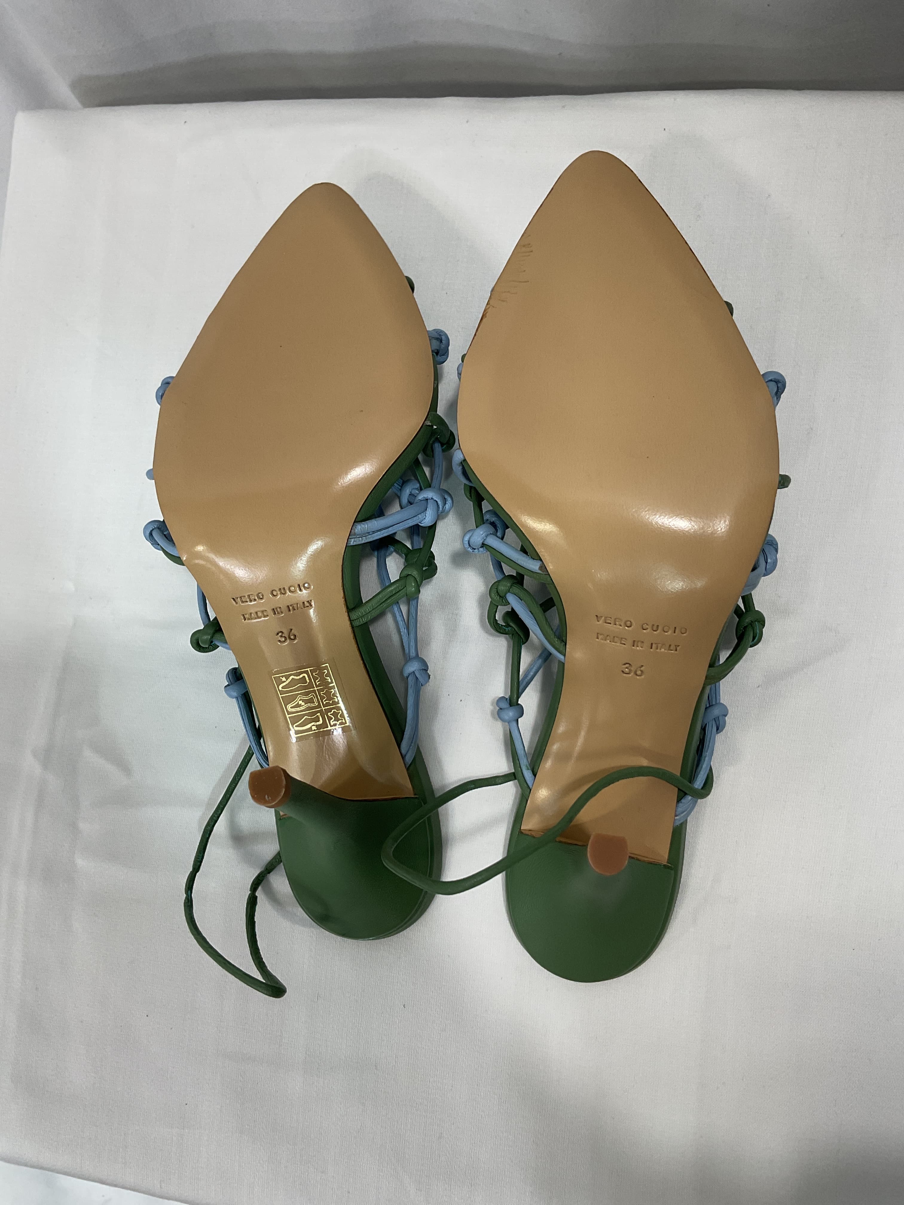 Woven Sandal In Algae Green & Ice Blue - Image 4