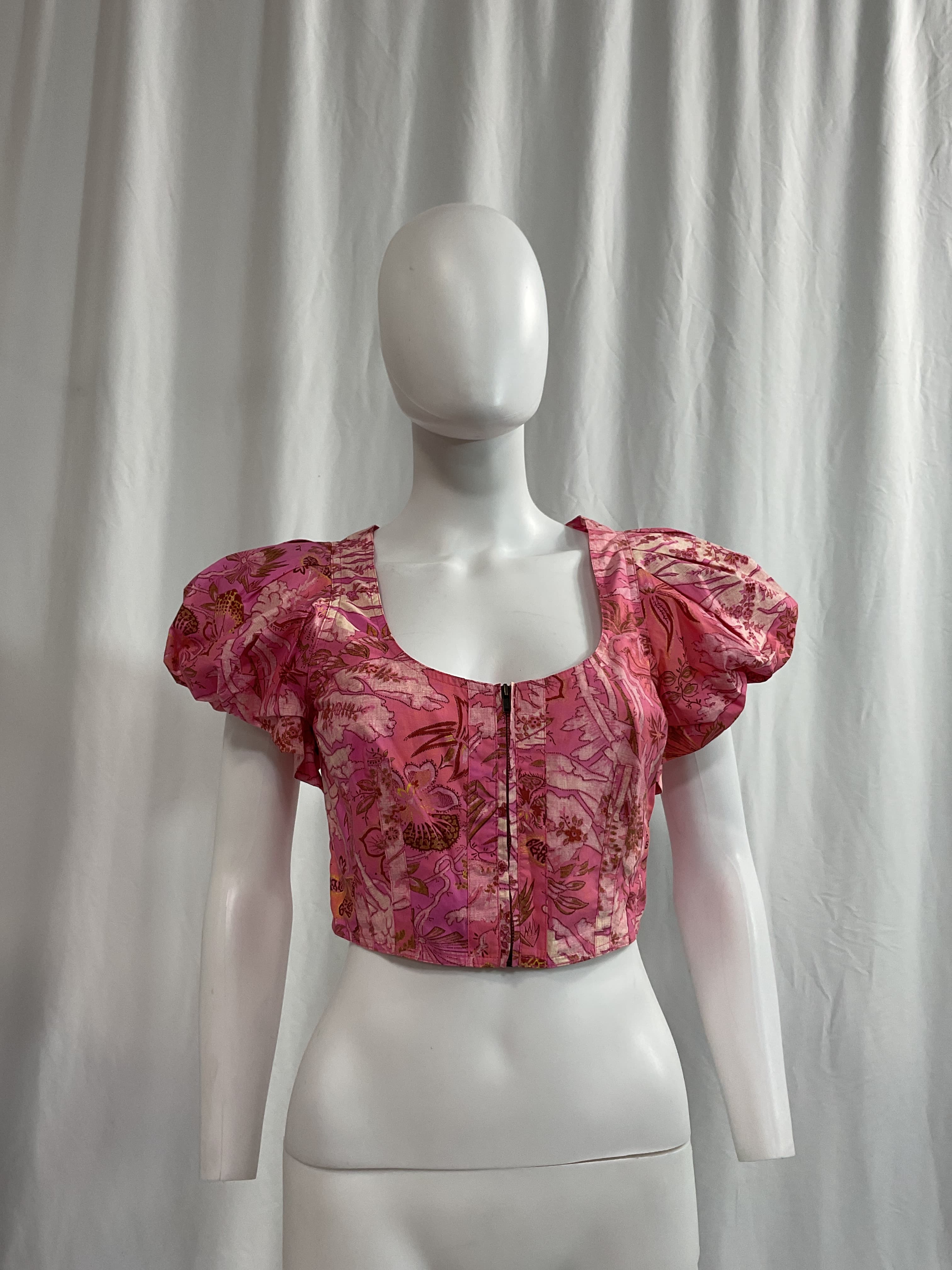 Kalena Puff Sleeve Printed Crop Top - Image 2