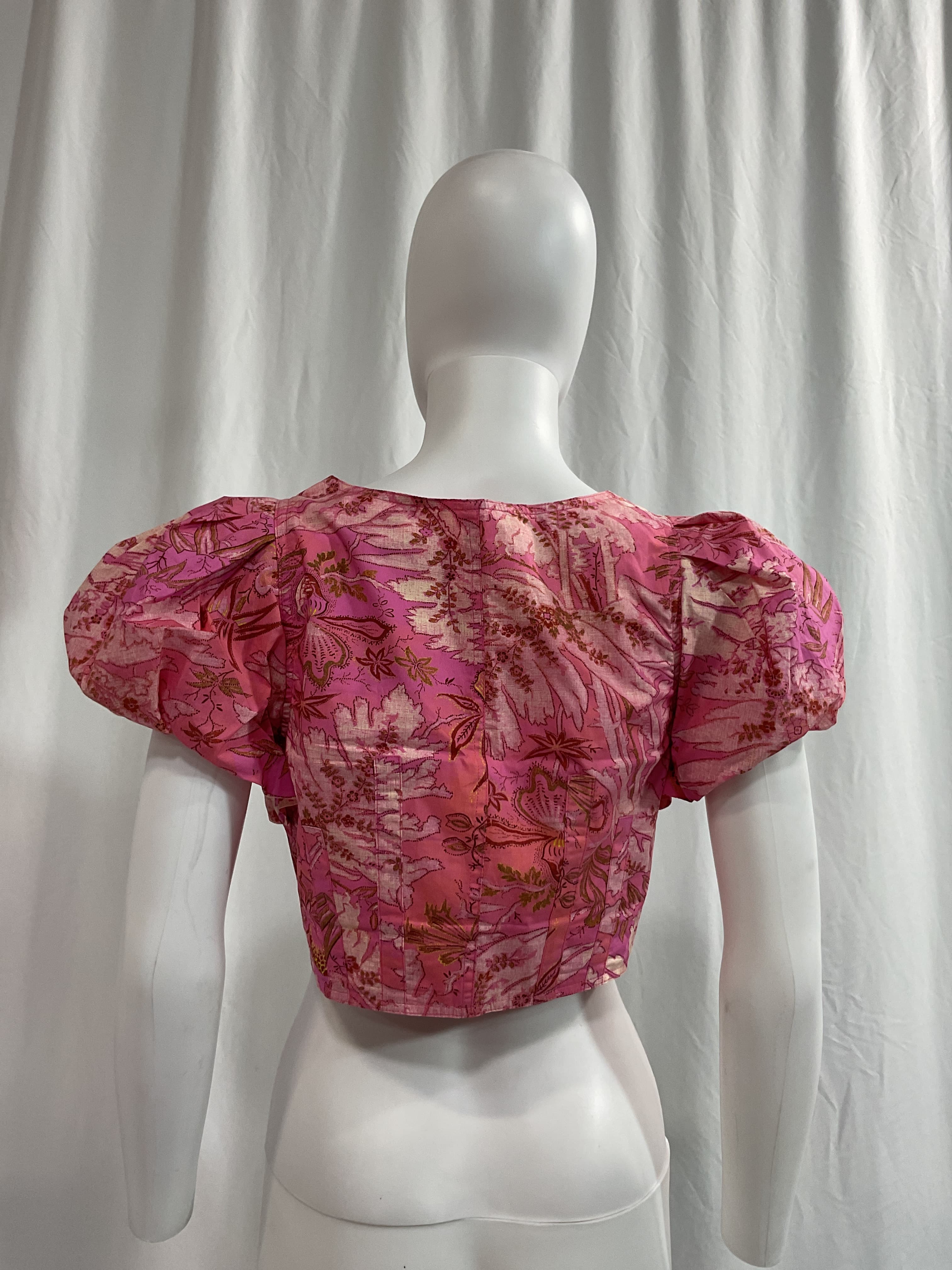 Kalena Puff Sleeve Printed Crop Top - Image 3