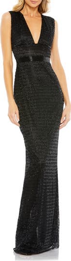 Beaded Cap Sleeve Column Gown - Image 1
