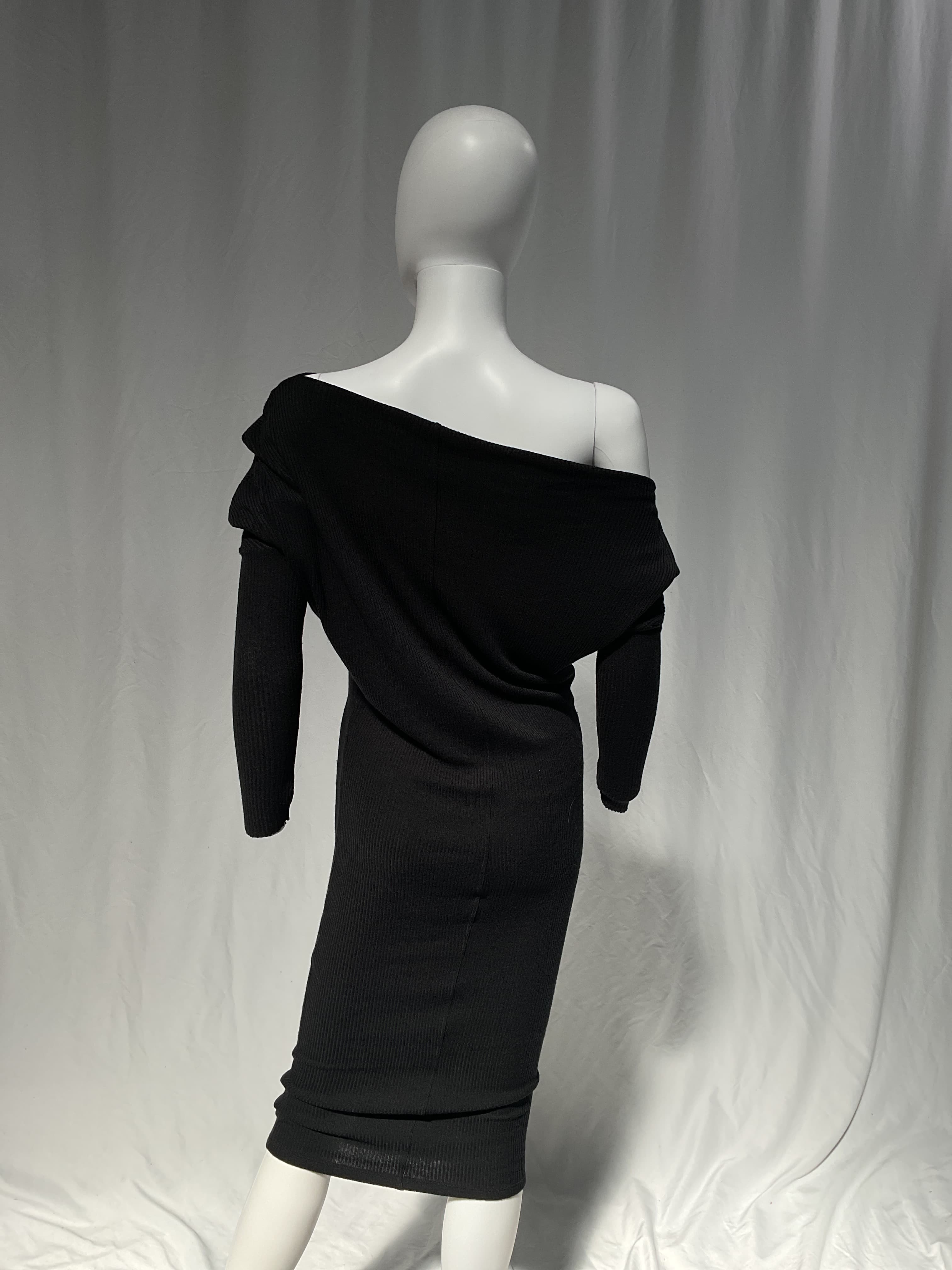 Viscose Rib Asymmetrical Wrap Midi Dress - Image 2