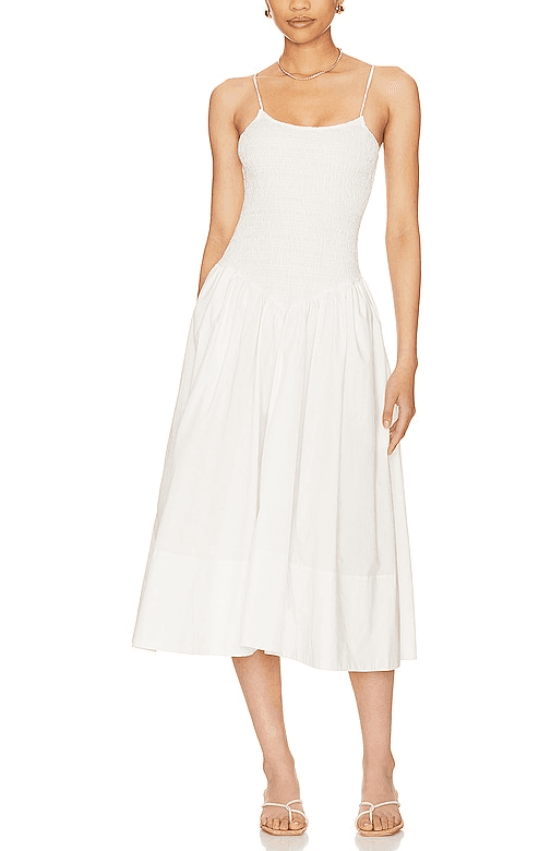 Armanda Poplin Midi Dress In White - Image 1