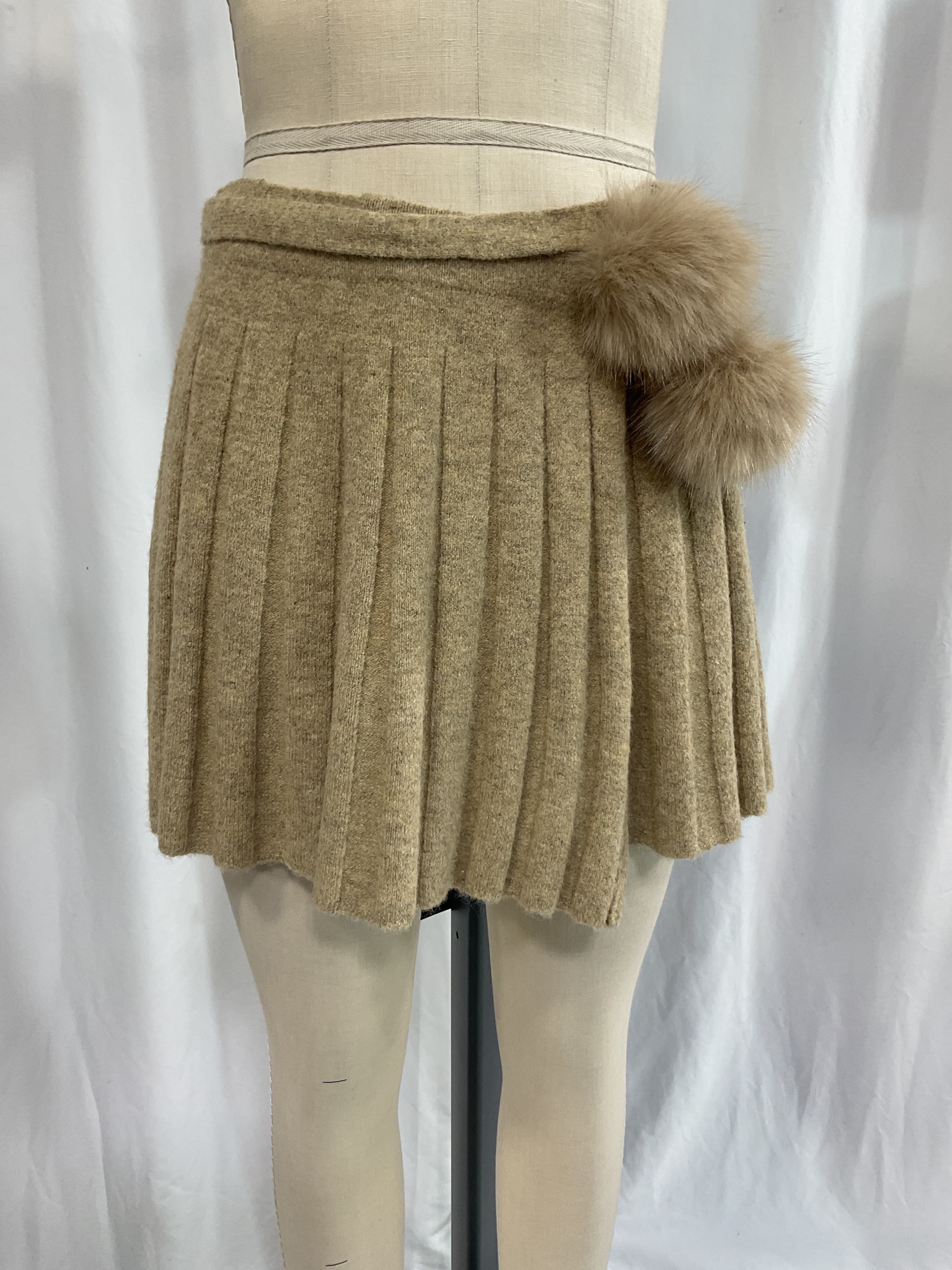 Nili Pleated Wrap Skirt In Tan - Image 4