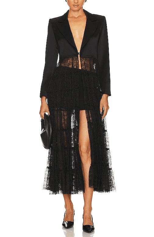 Everly Lace Maxi Blazer In Black - Image 1
