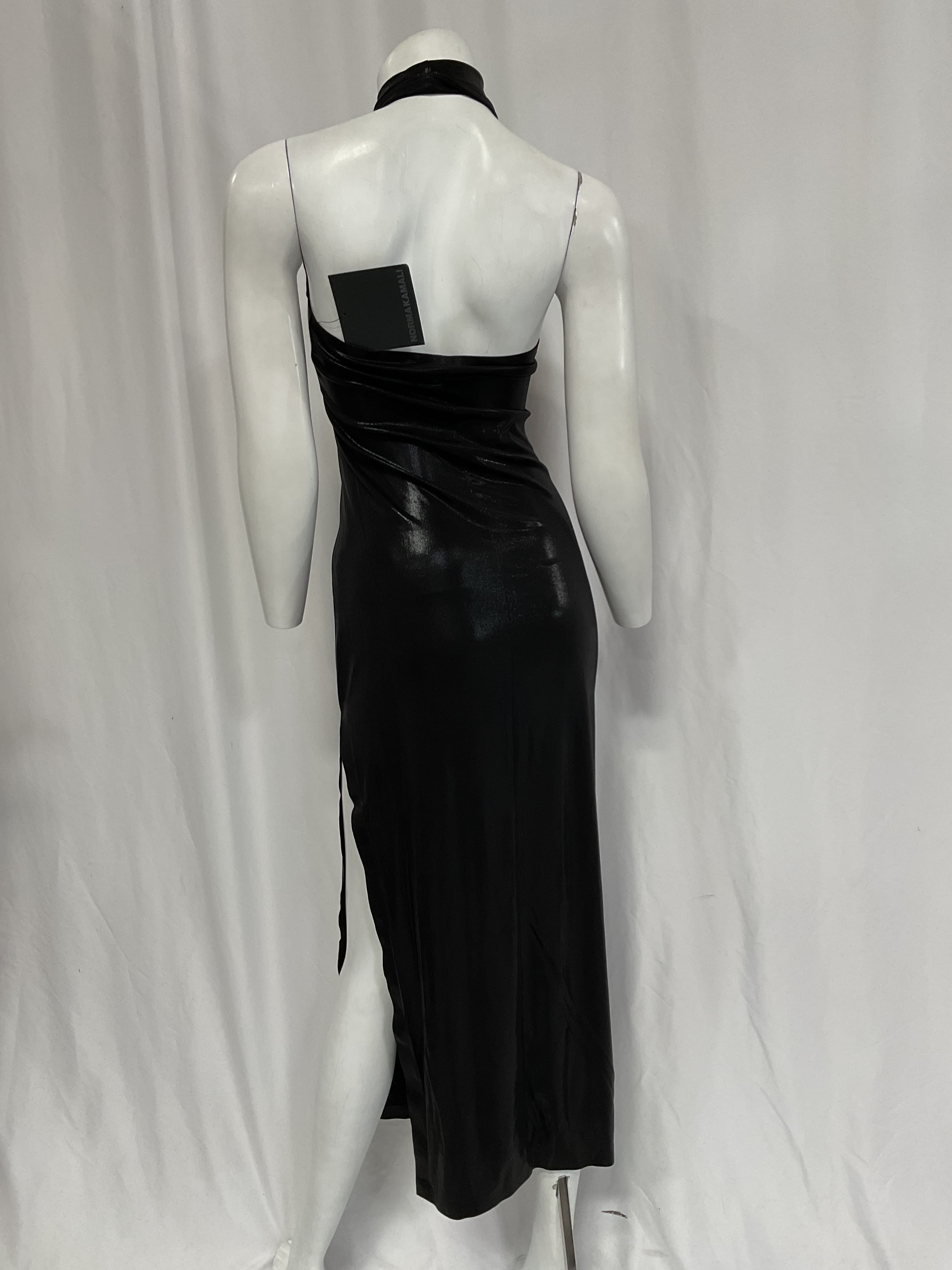 Halter Turtle Side Slit Gown In Black - Image 3