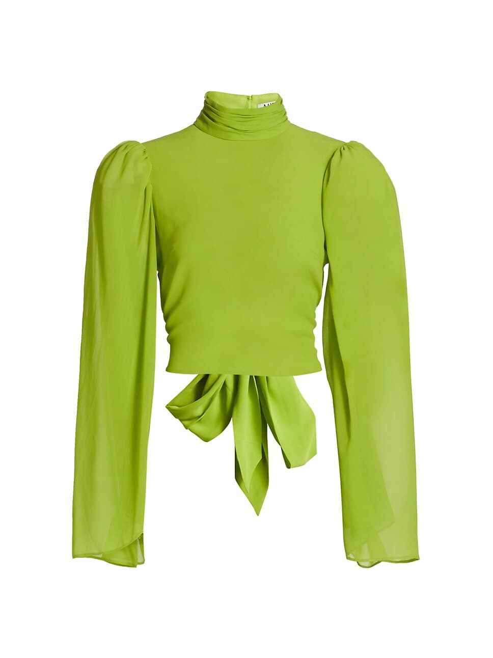 Mockneck Backless Bow Blouse - Image 1