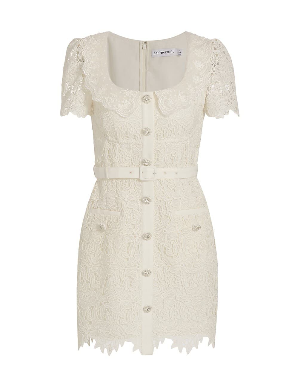 Guipure Lace Belted Minidress - Image 1