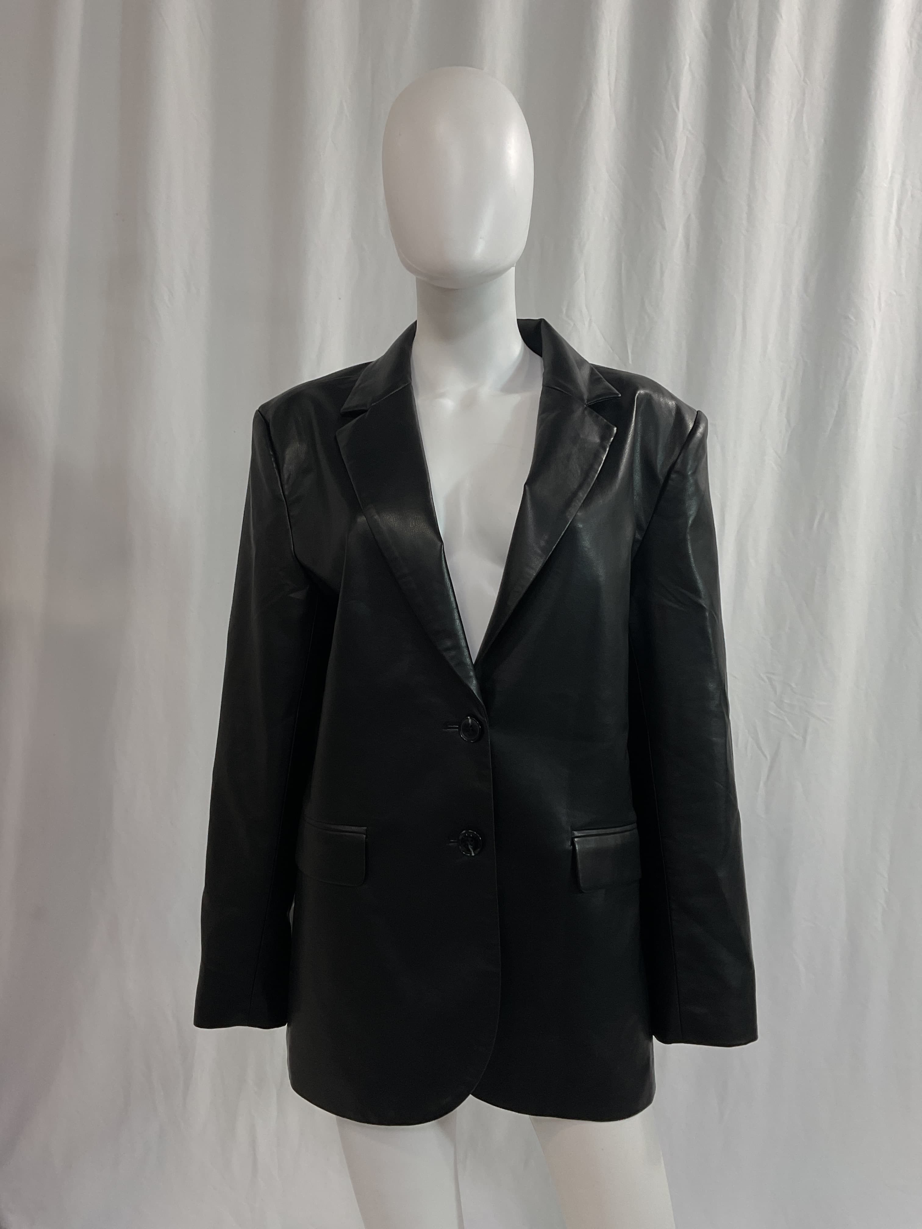 Faux Leather Blazer - Image 2