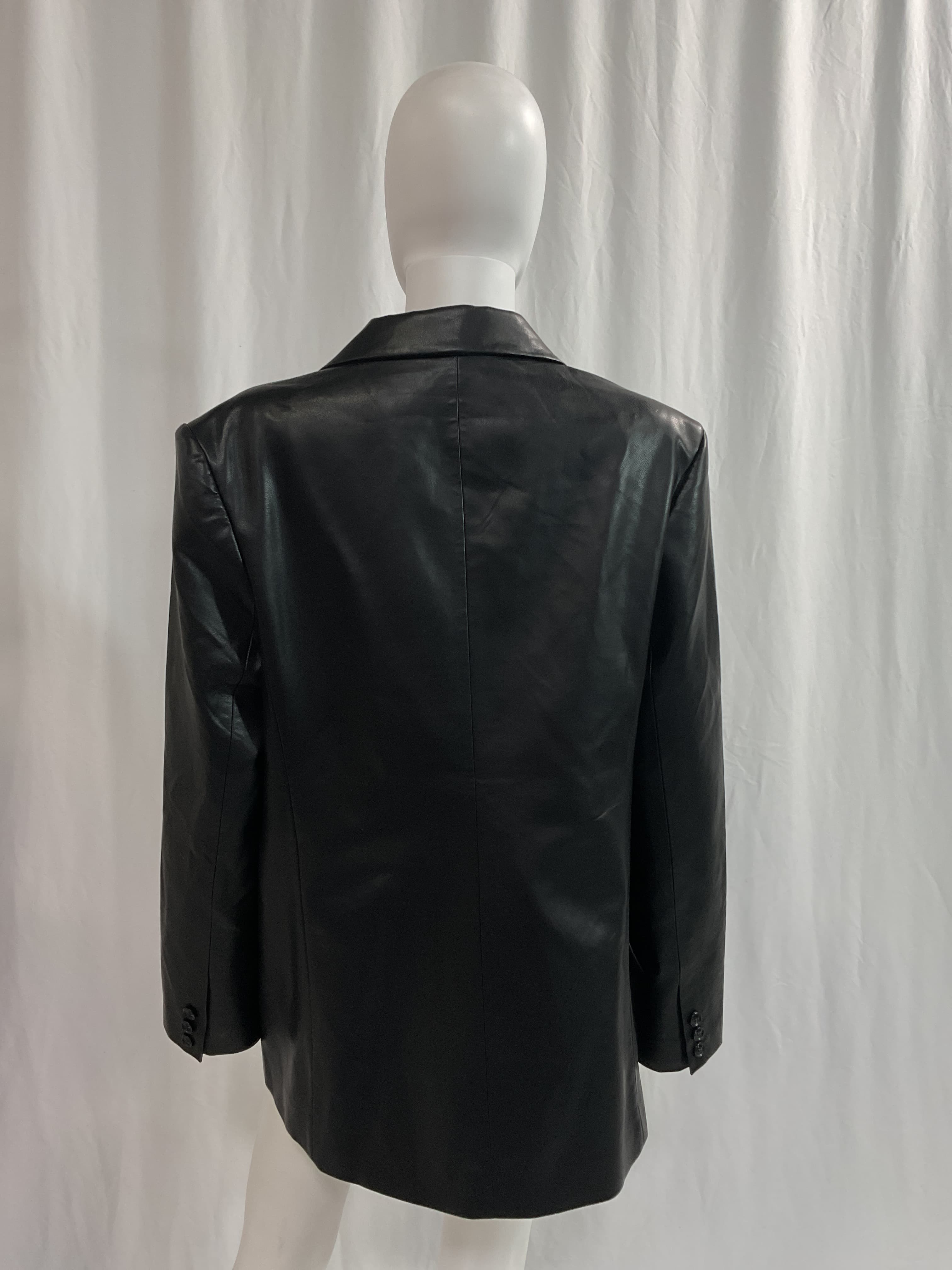 Faux Leather Blazer - Image 3