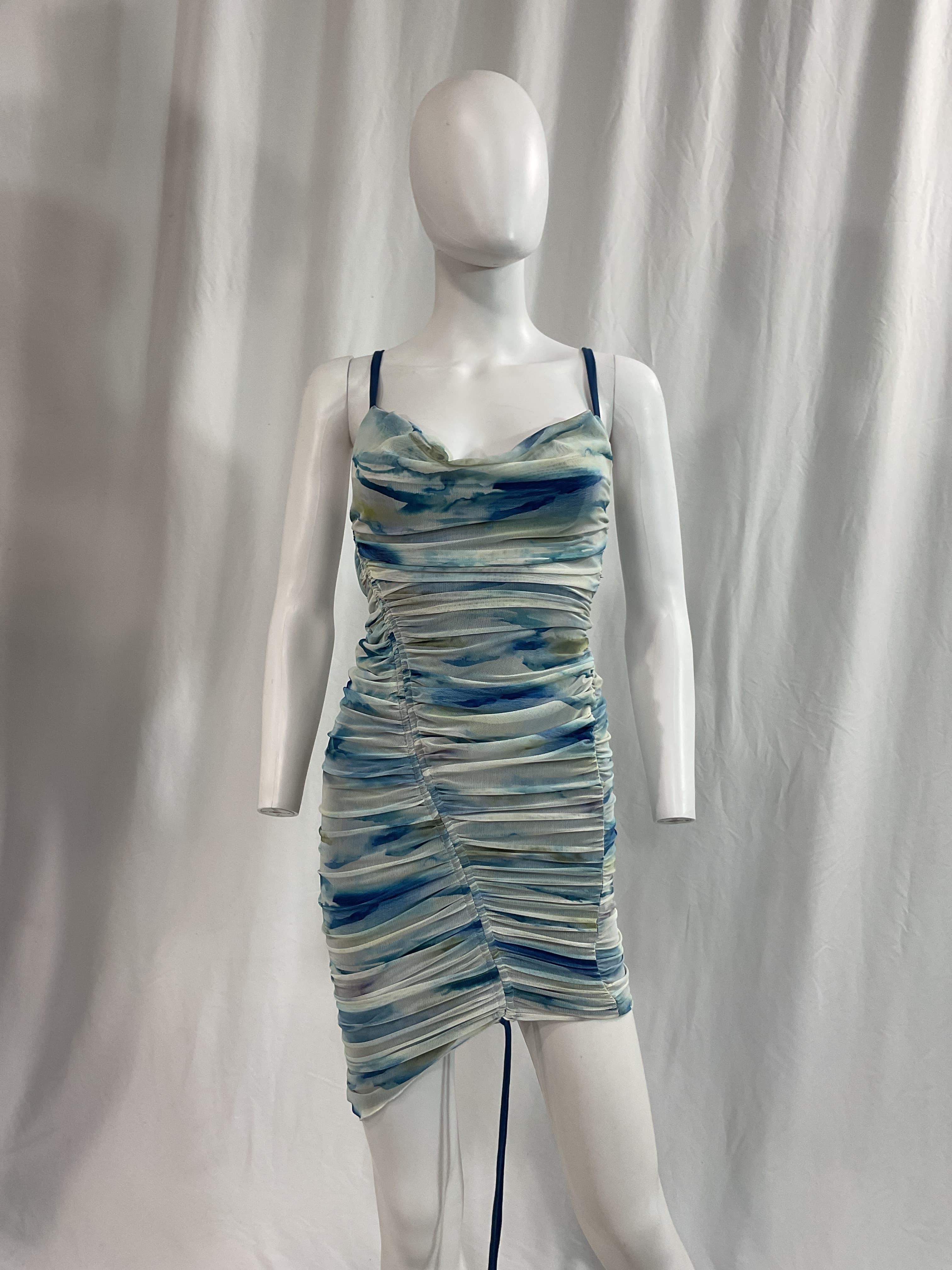 Standard Trixie Ruched Watercolor Mesh Minidress - Image 4