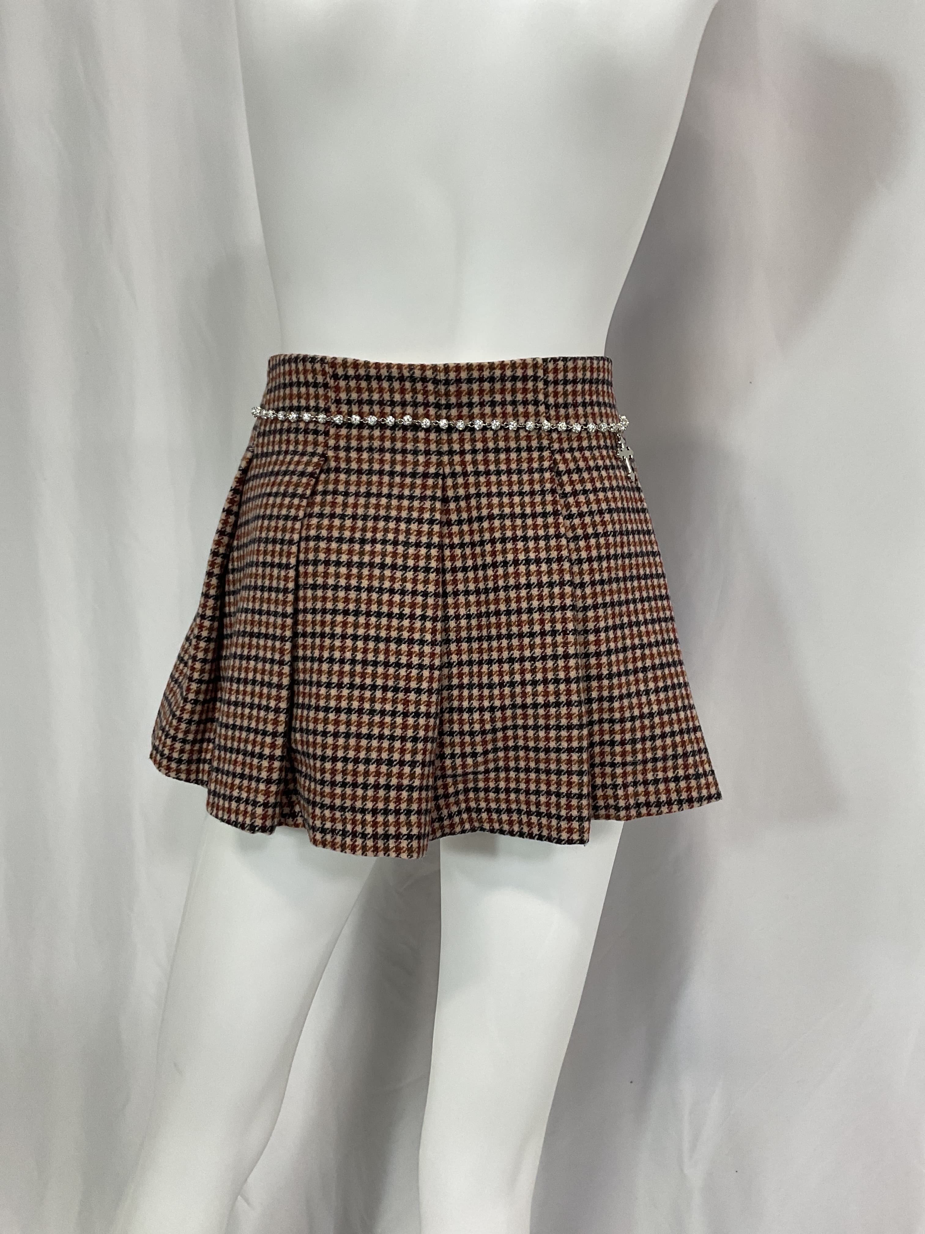 Catalina Mini Skirt In Brown Plaid - Image 4