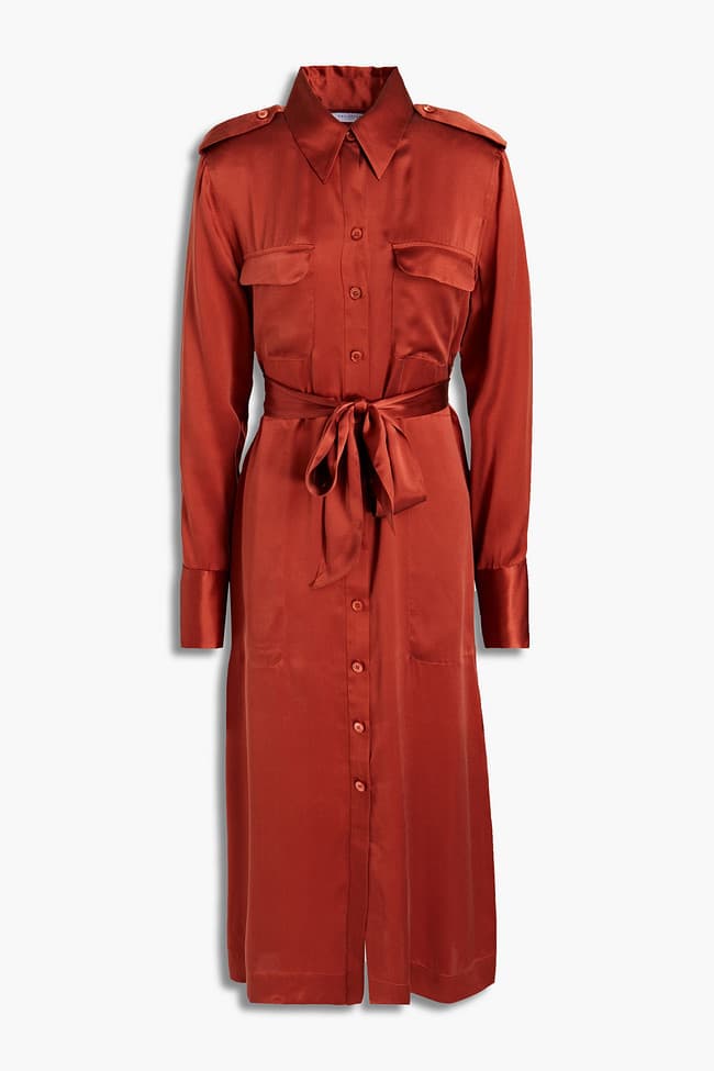 Zelie Silk-Satin Midi Shirt Dress - Image 1