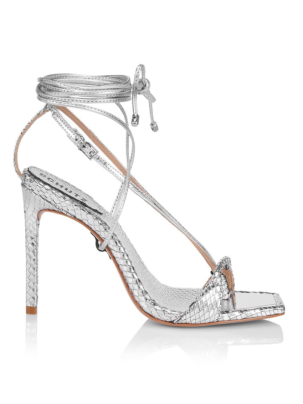 Vikki Lace-Up Snake-Embossed Stilettos - Image 1