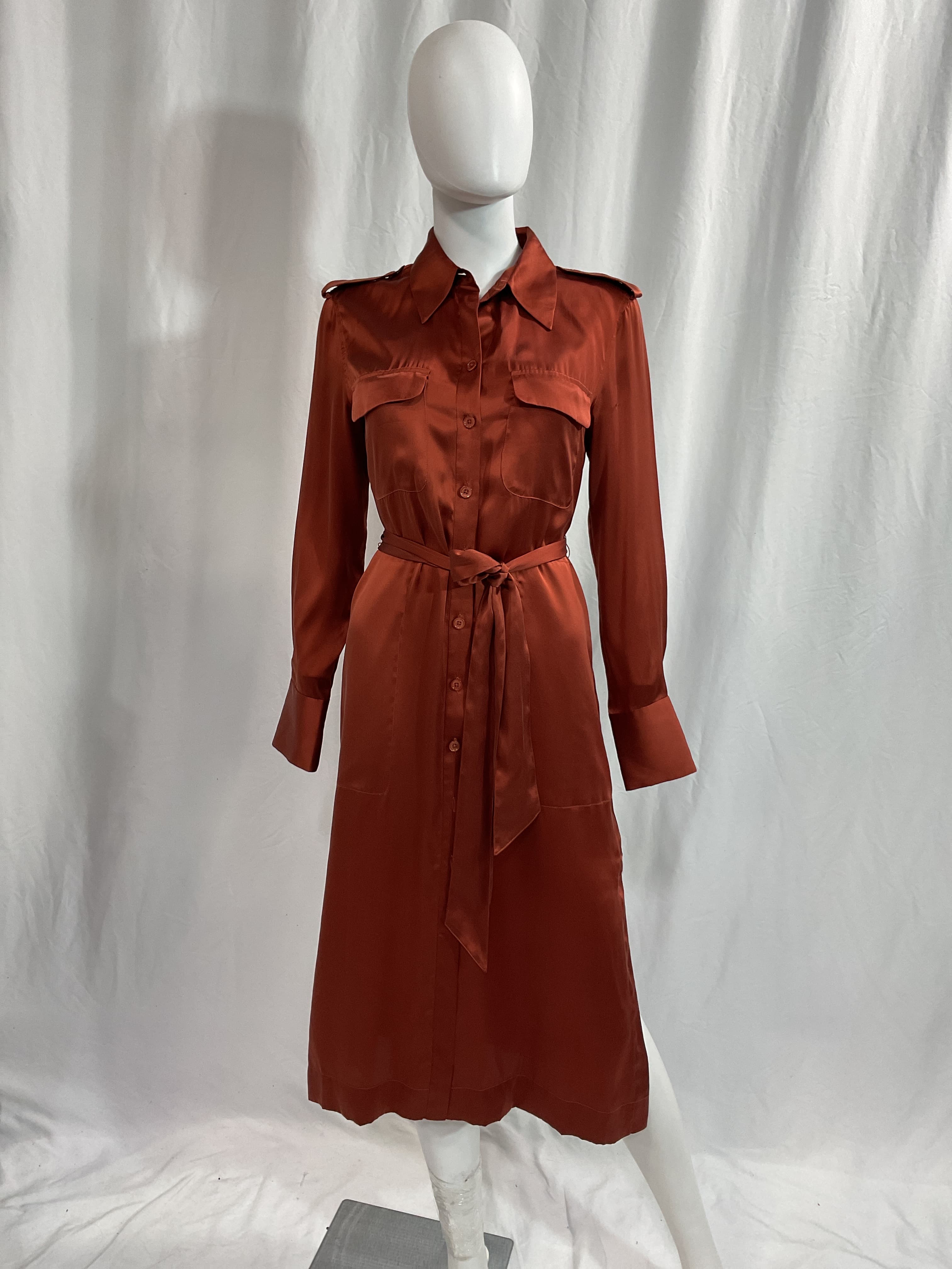 Zelie Silk-Satin Midi Shirt Dress - Image 2