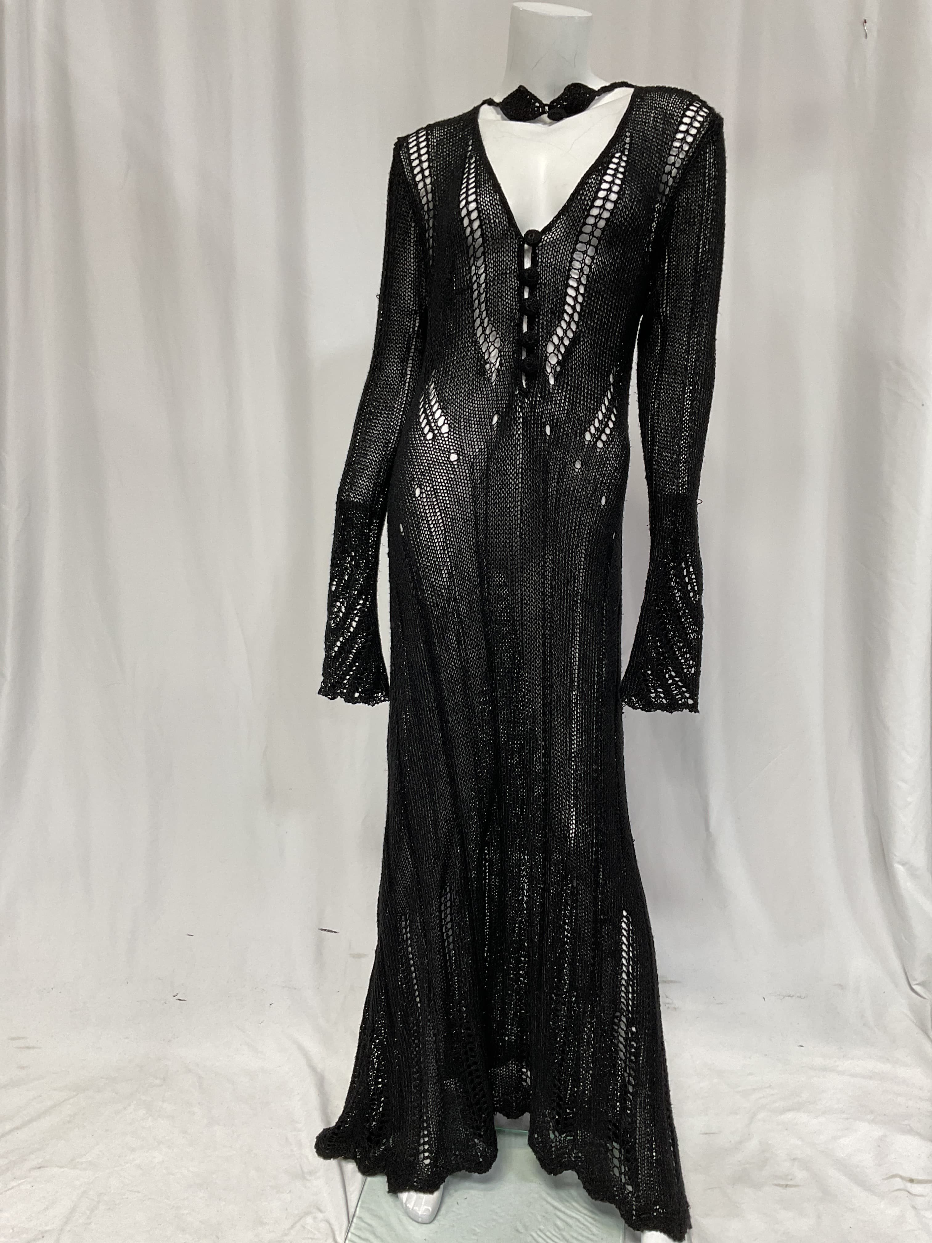 Crochet Dress In Black - Image 3