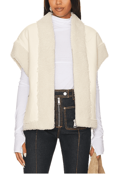 Poppy Faux Leather Vest In Ivory - Image 1