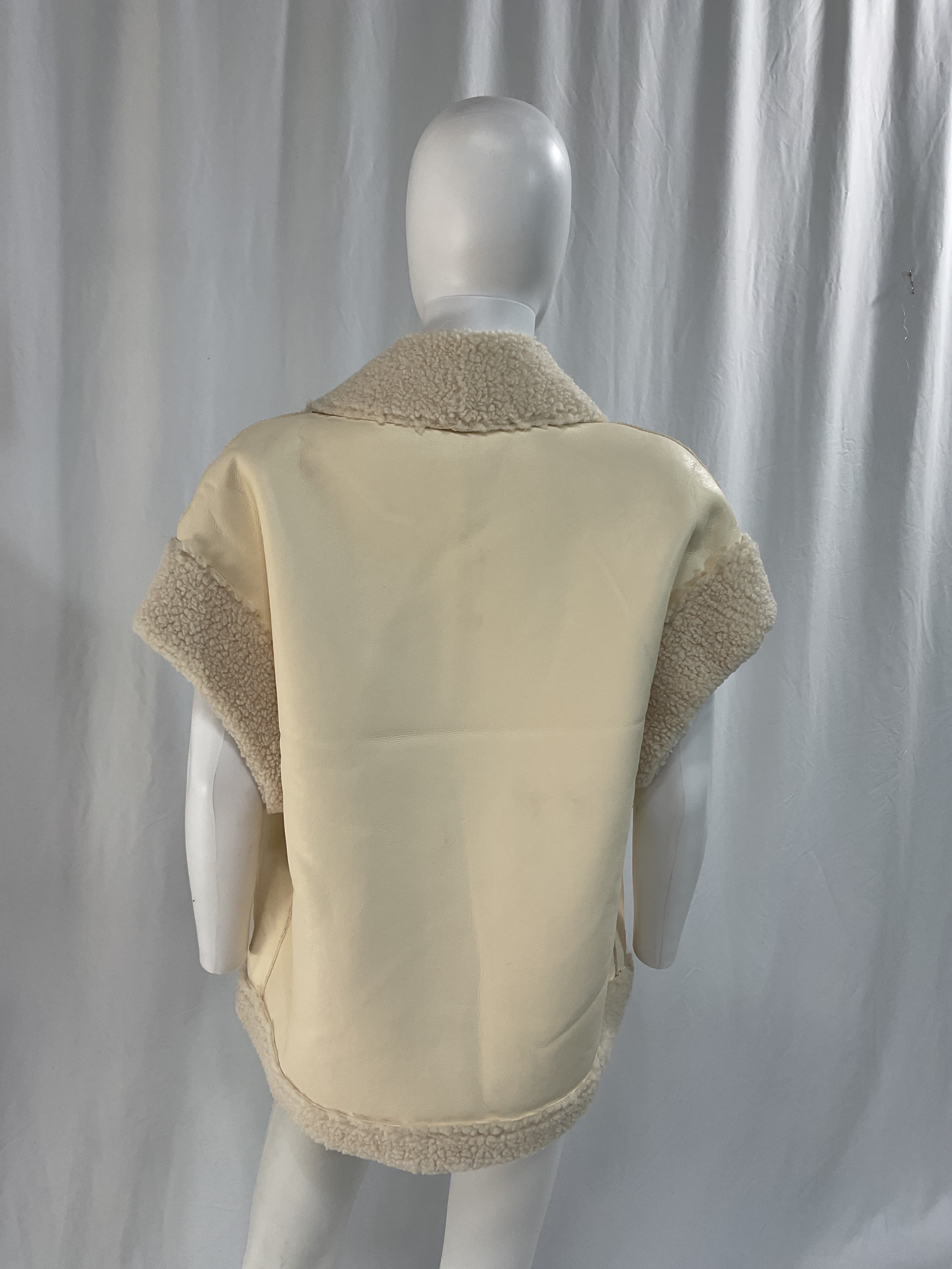 Poppy Faux Leather Vest In Ivory - Image 2